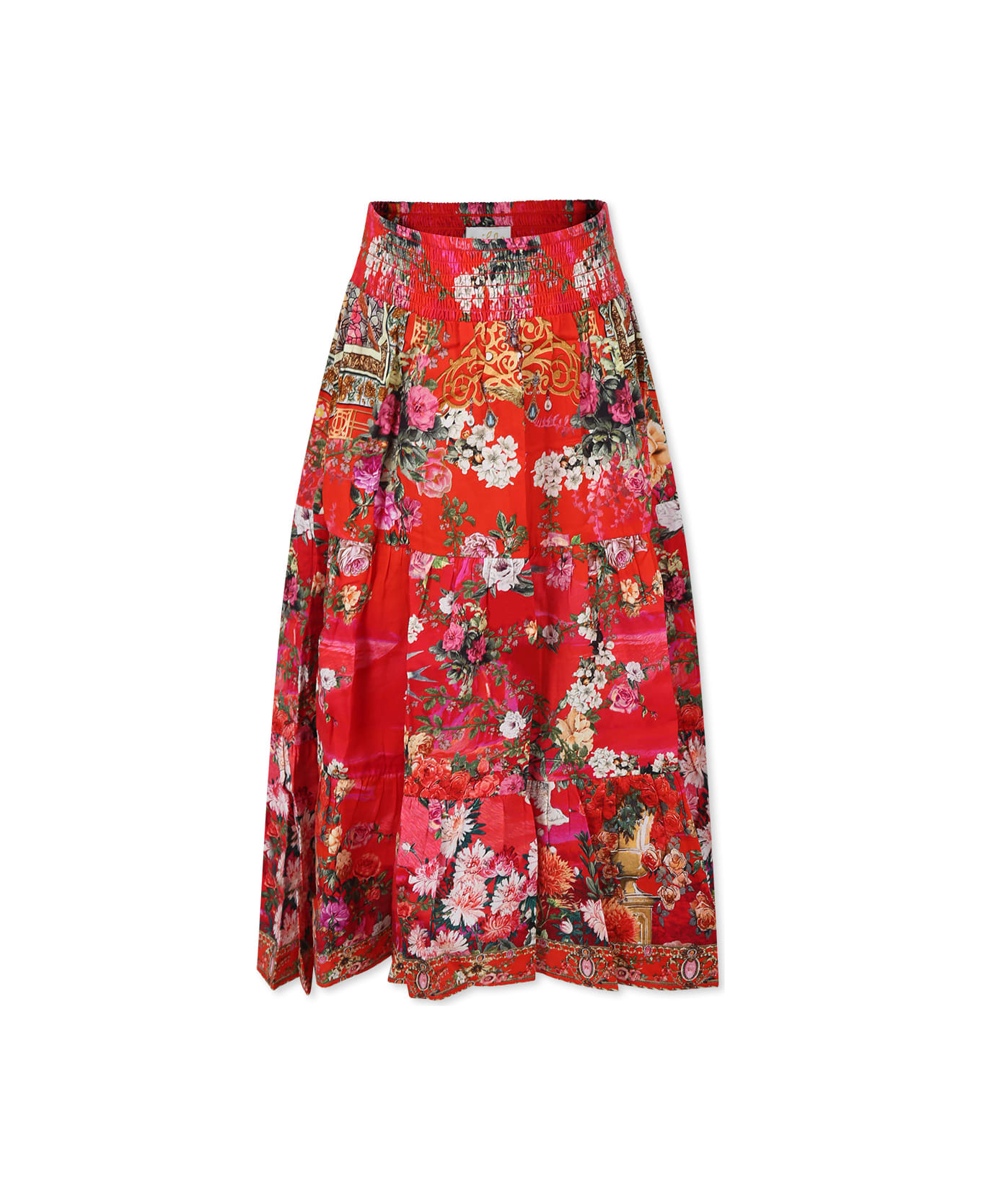 Camilla Red Skirt For Girl With Floral Print - Red