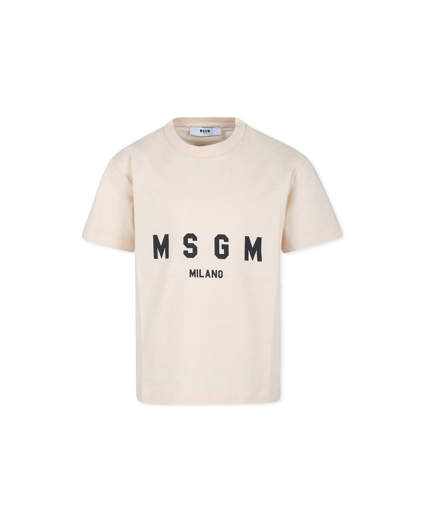 MSGM Ivory T-shirt For Kids With Logo - Ivory