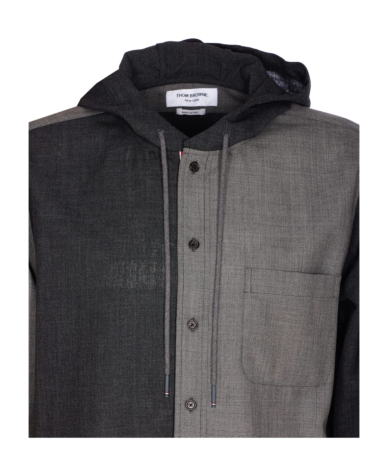 Thom Browne Fresco Funmix Hooded Shirt - Grey