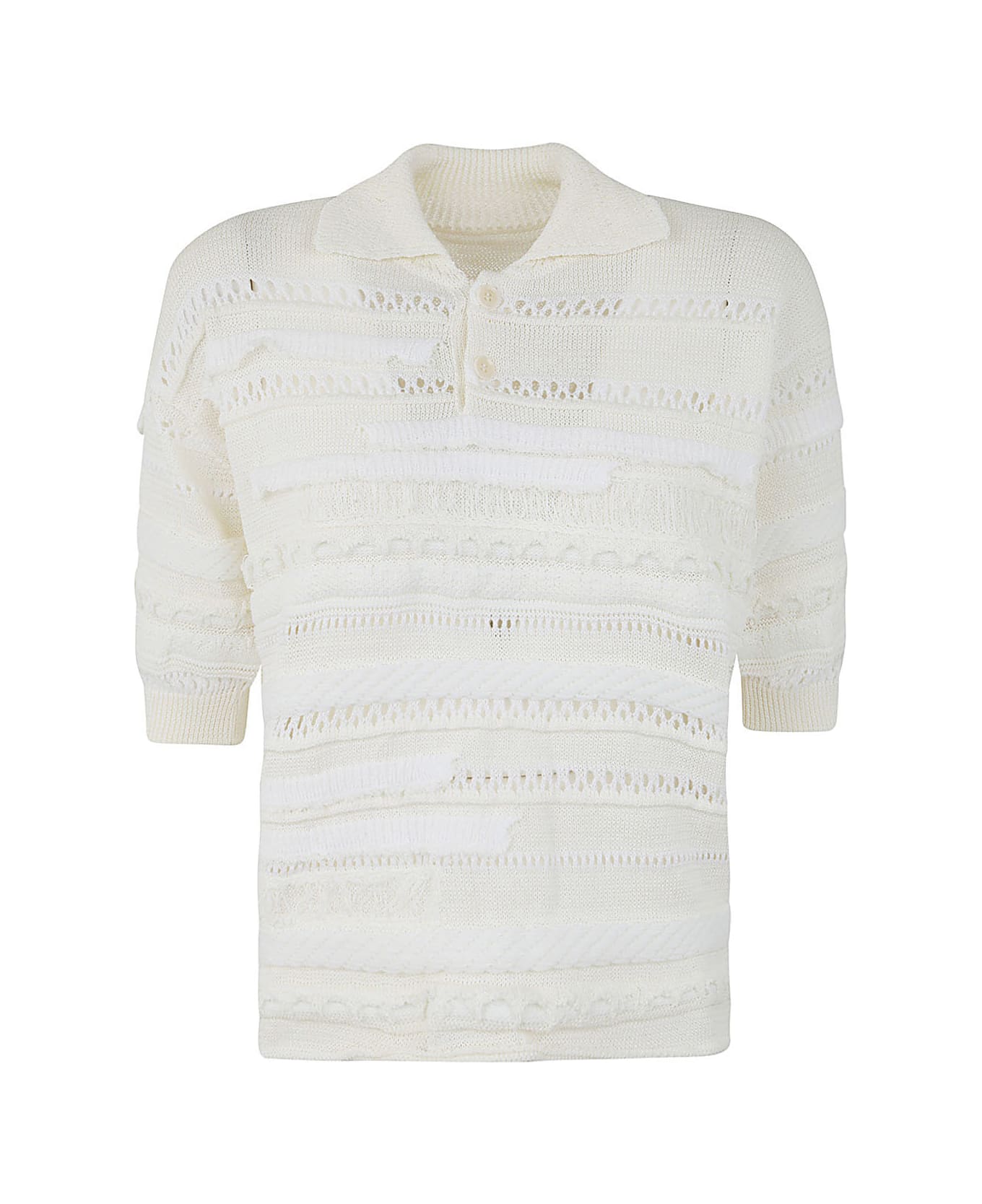 Y's Half Sleeve Pull Over With Collar - Off White ニットウェア
