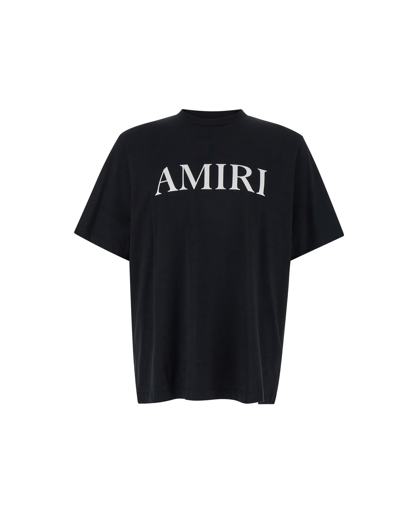 AMIRI Black Crewneck T-shirt With Logo Lettering Print On The Front In Cotton Man - Black