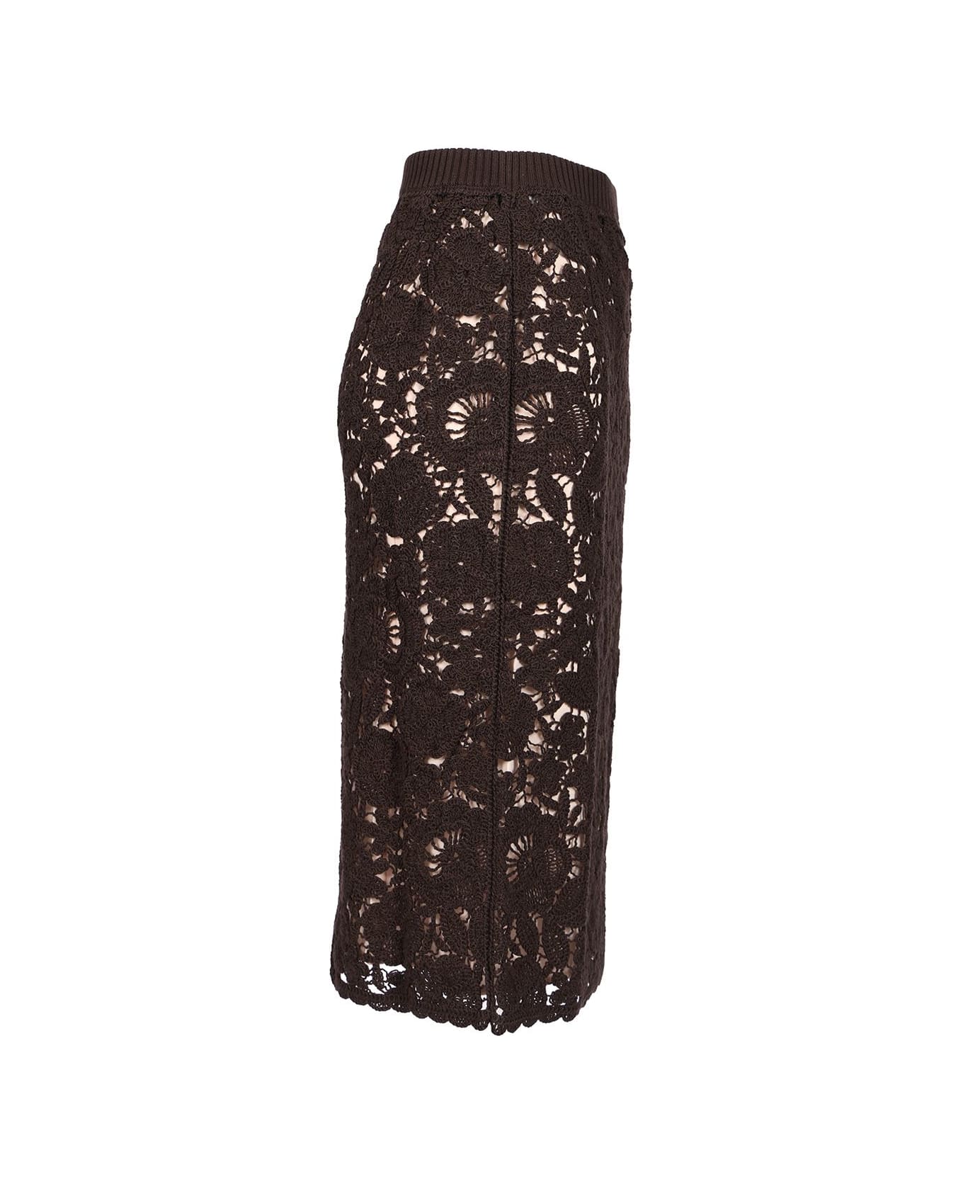 Parosh Lace Midi Skirt - Brown