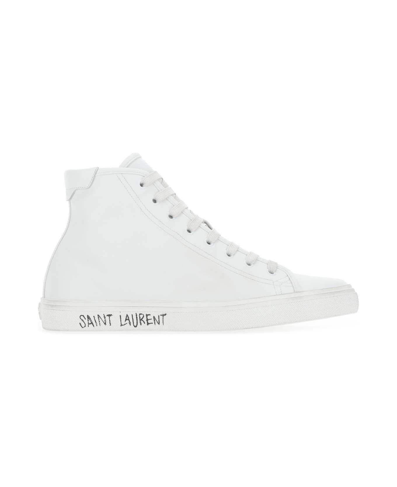 Saint Laurent White Leather Malibu Sneakers - 9030 スニーカー