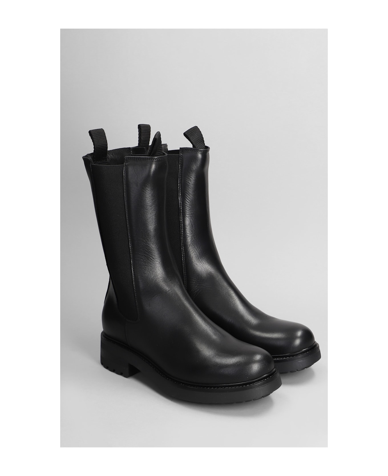 Julie Dee Combat Boots In Black Leather - black