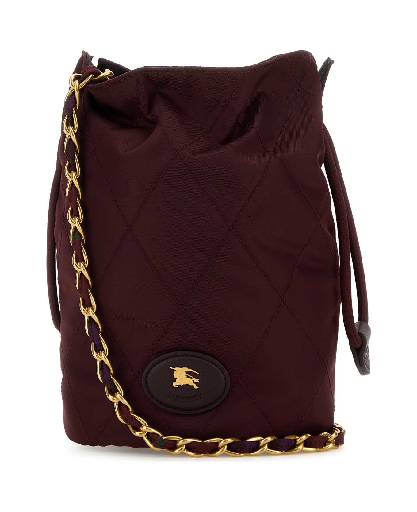 Burberry Burgundy Canvas Horseshoe Bucket Bag - SASH