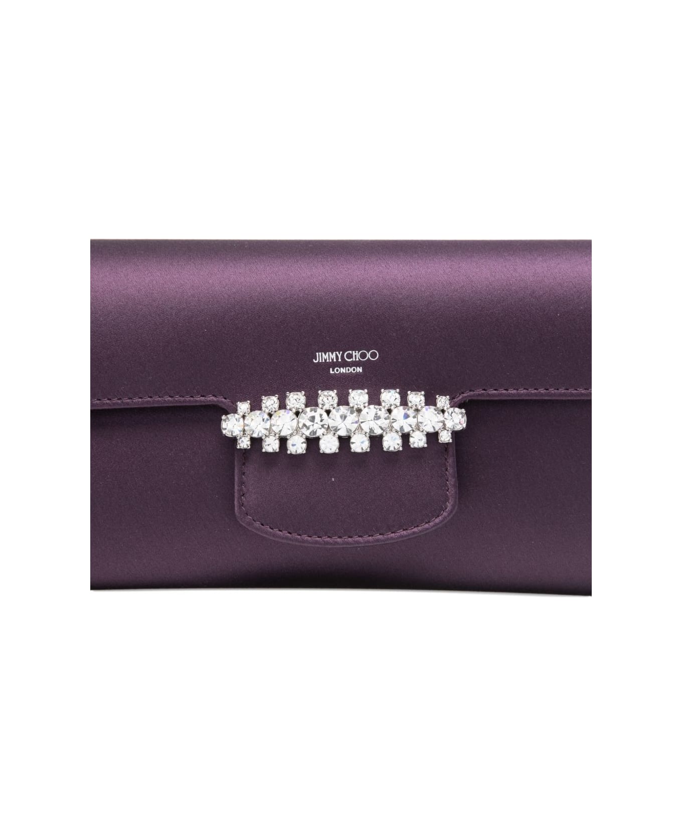 Jimmy Choo Bing Satin Wallet On Chain - Bordeaux