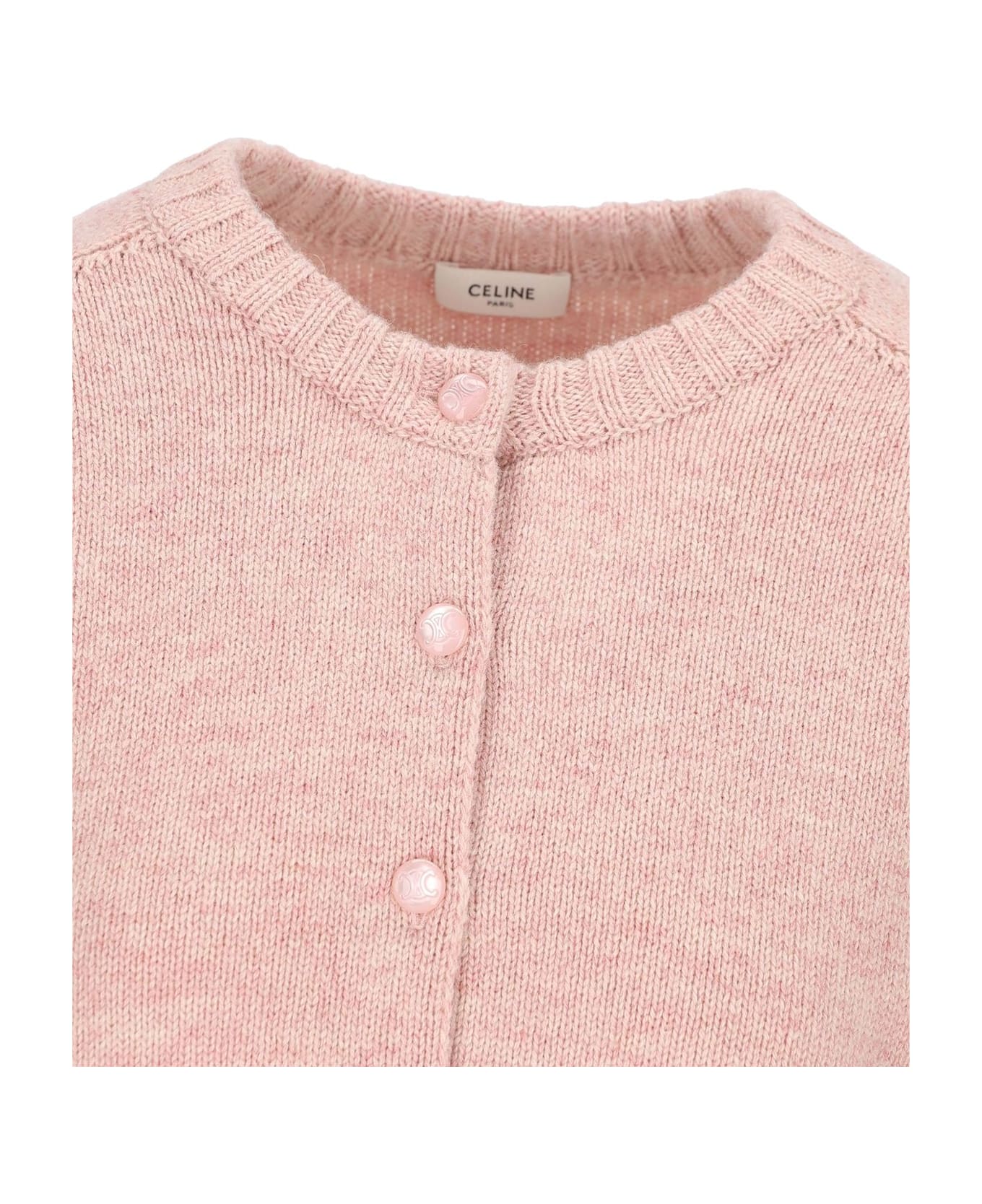 Celine Buttoned Long-sleeved Cardigan - Baby Pink