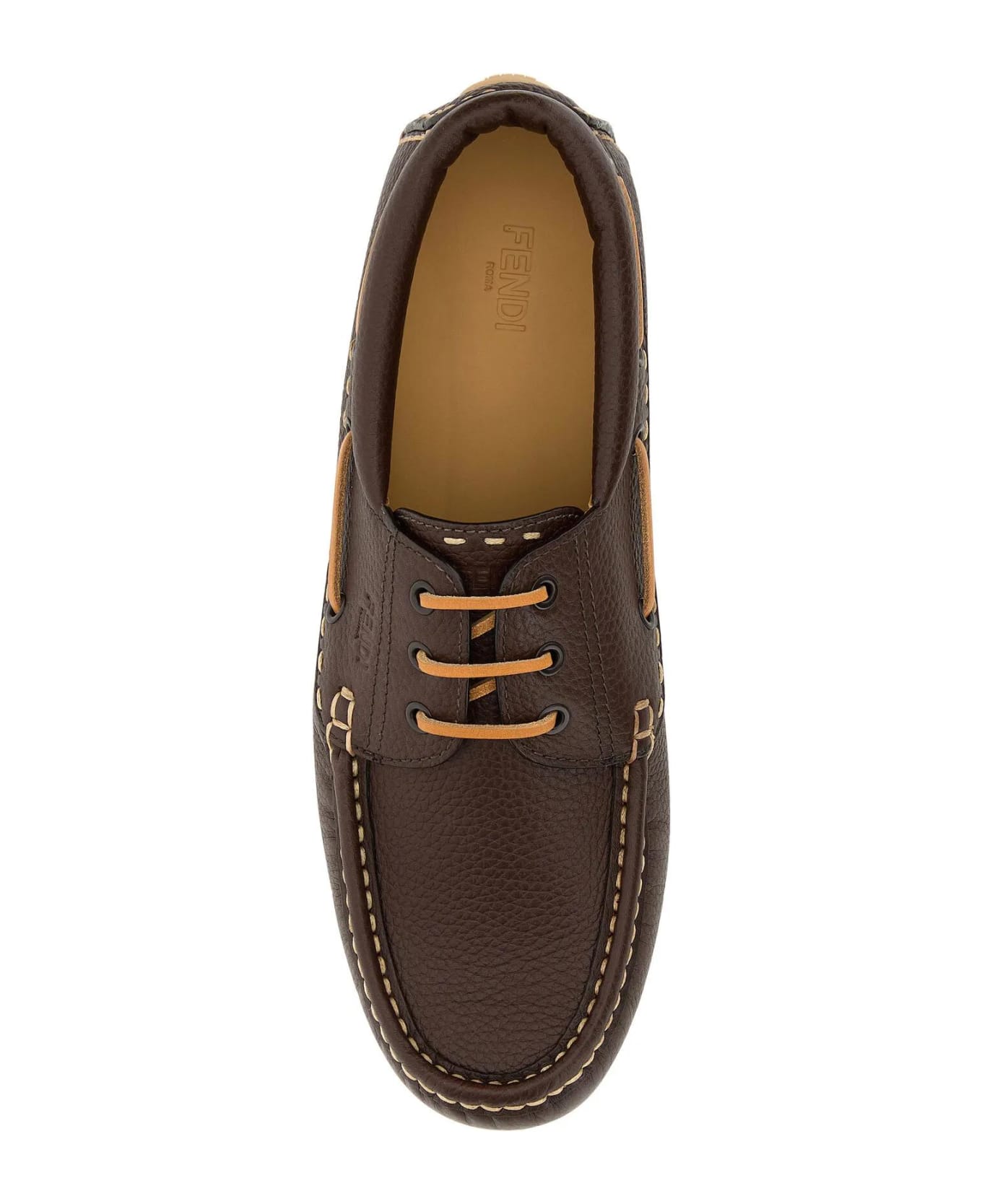 Fendi Chocolate Leather Deck Loafers - Moro cuoio