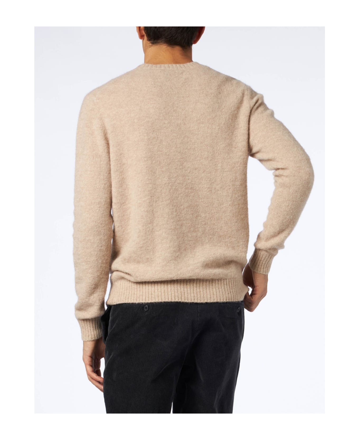 MC2 Saint Barth Man Beige Stretch Alpaca Sweater With St. Barth Embroidery - BEIGE