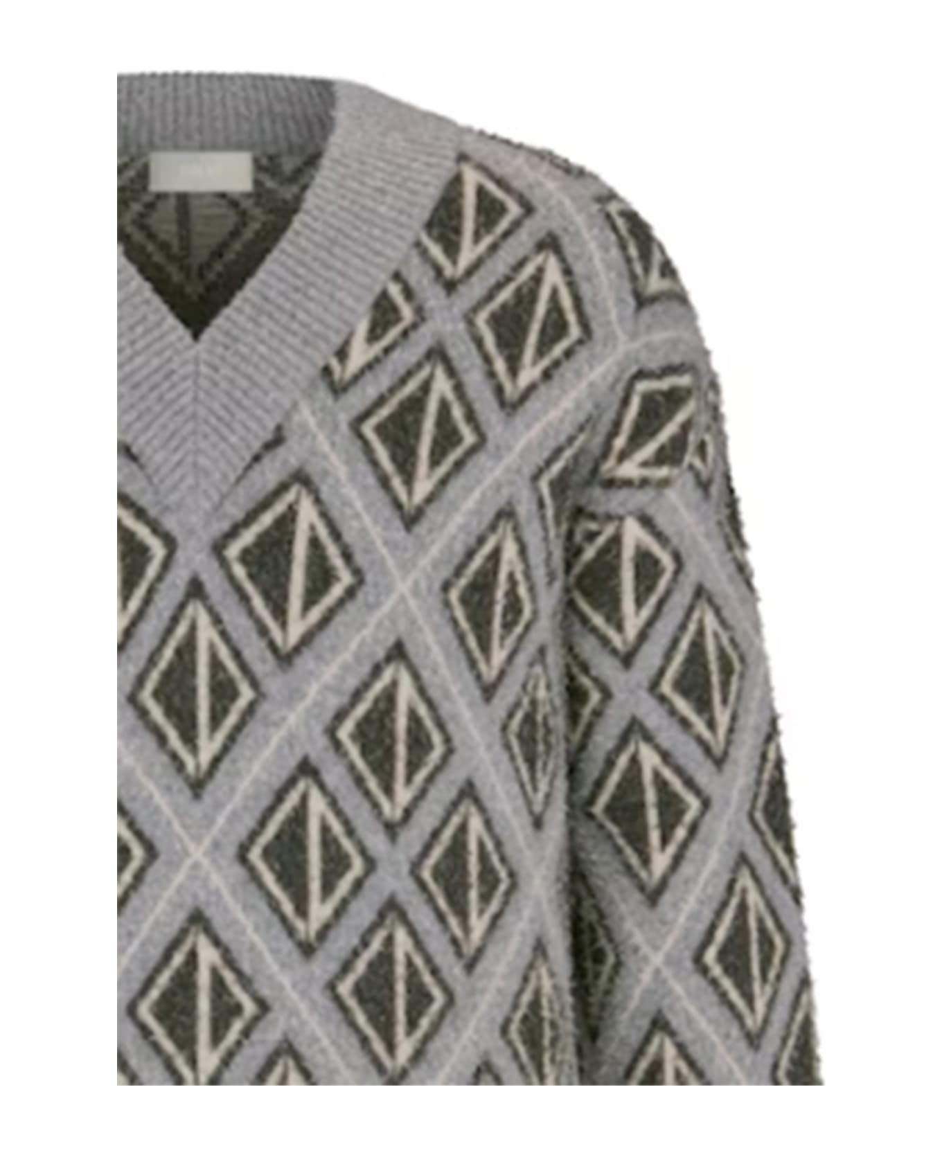 Dior Cd Diamond Motif Wool Sweater - Gray