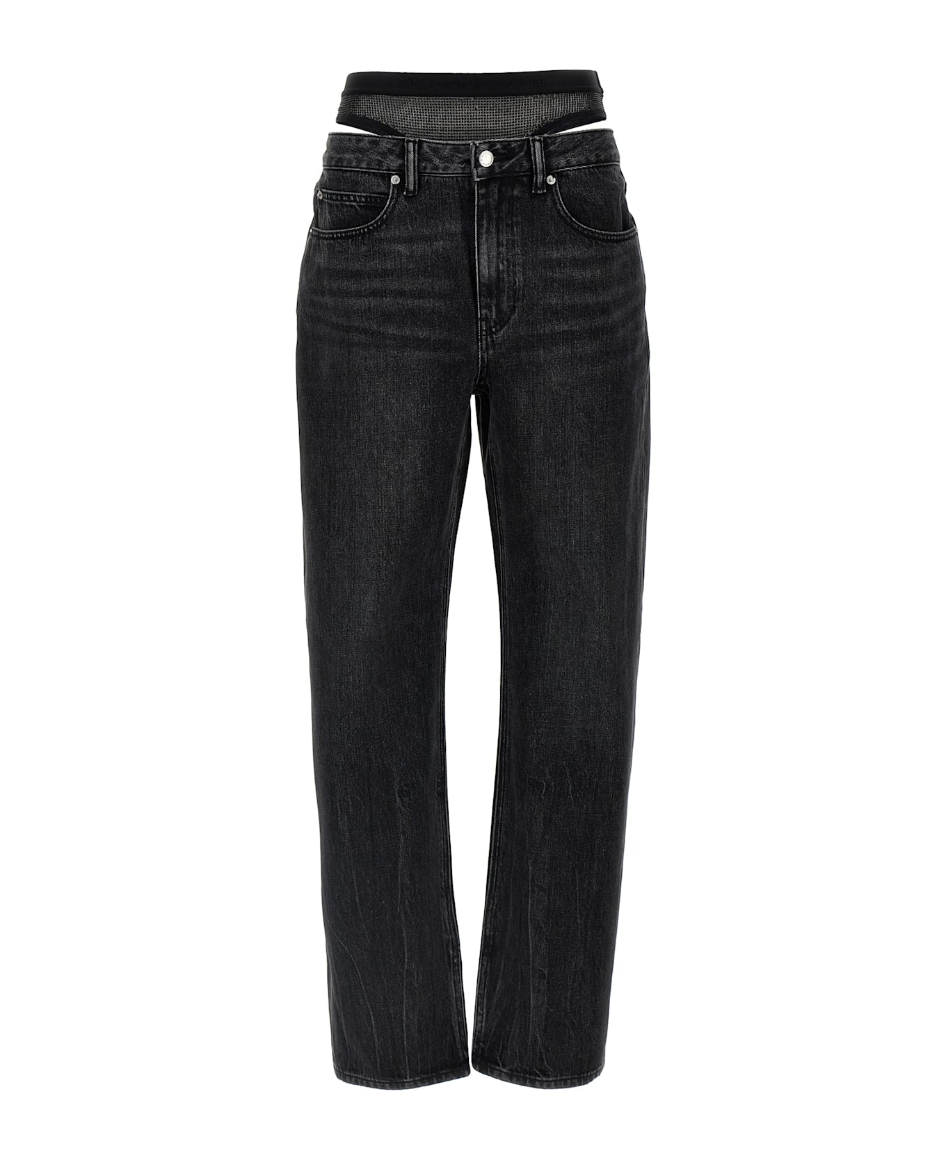 Alexander Wang 
slit Hem Prestyle Hotfix Mesh Undie
 Jeans - GREYAGED
