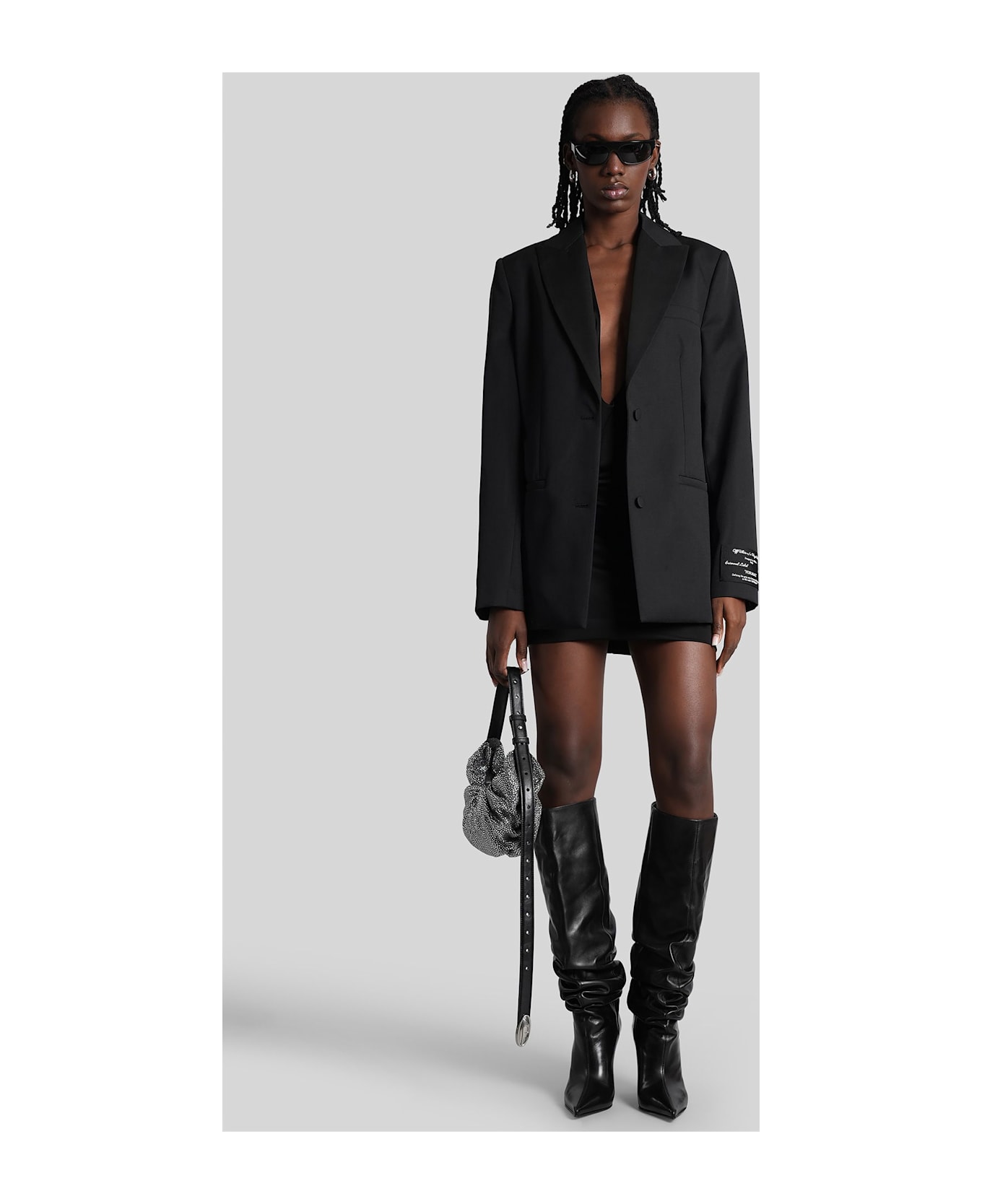 Off-White Mini Dress In Black Viscose - black