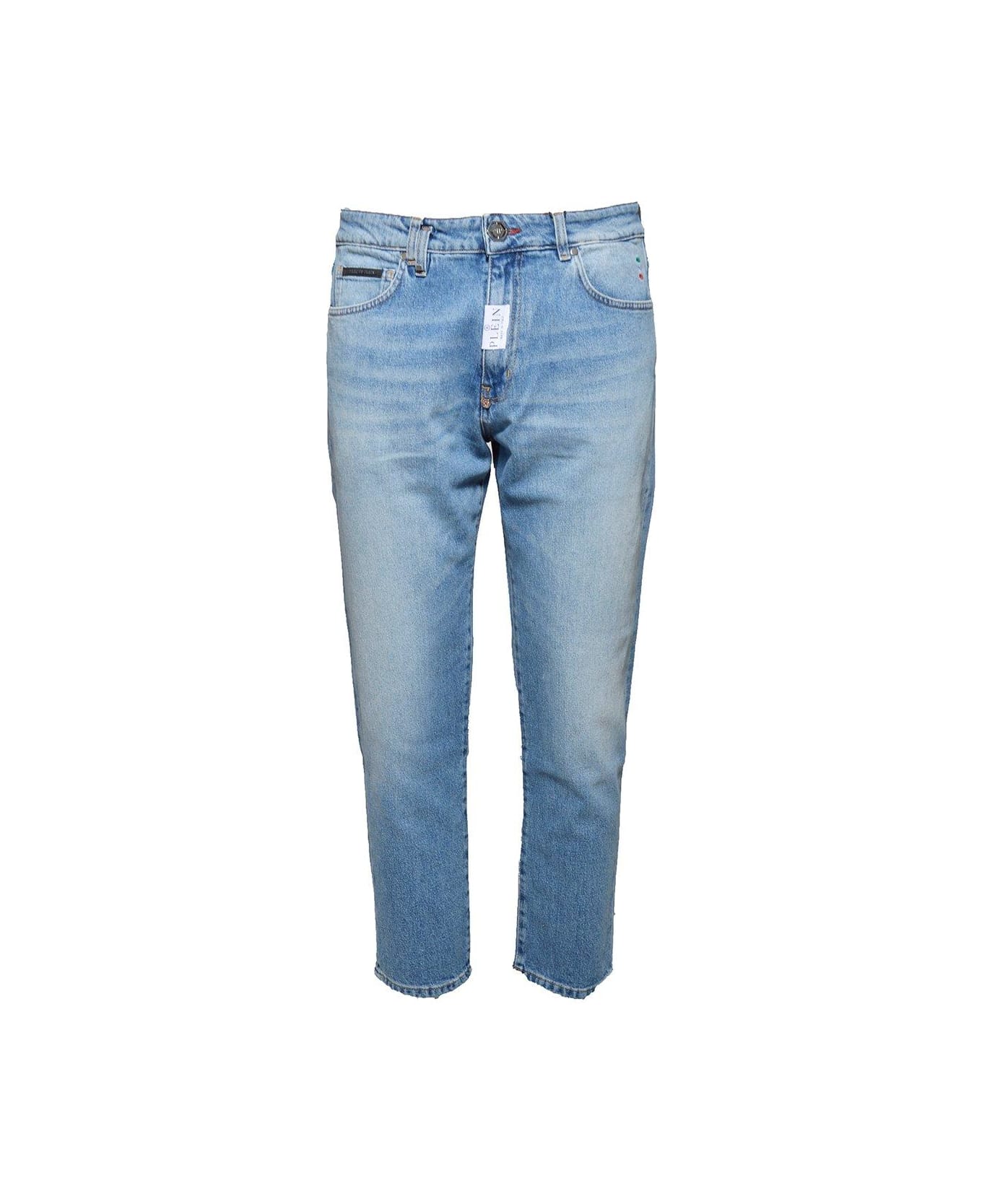 Philipp Plein Detroit Fit Logo-patch Mid-rise Jeans - Blu denim デニム