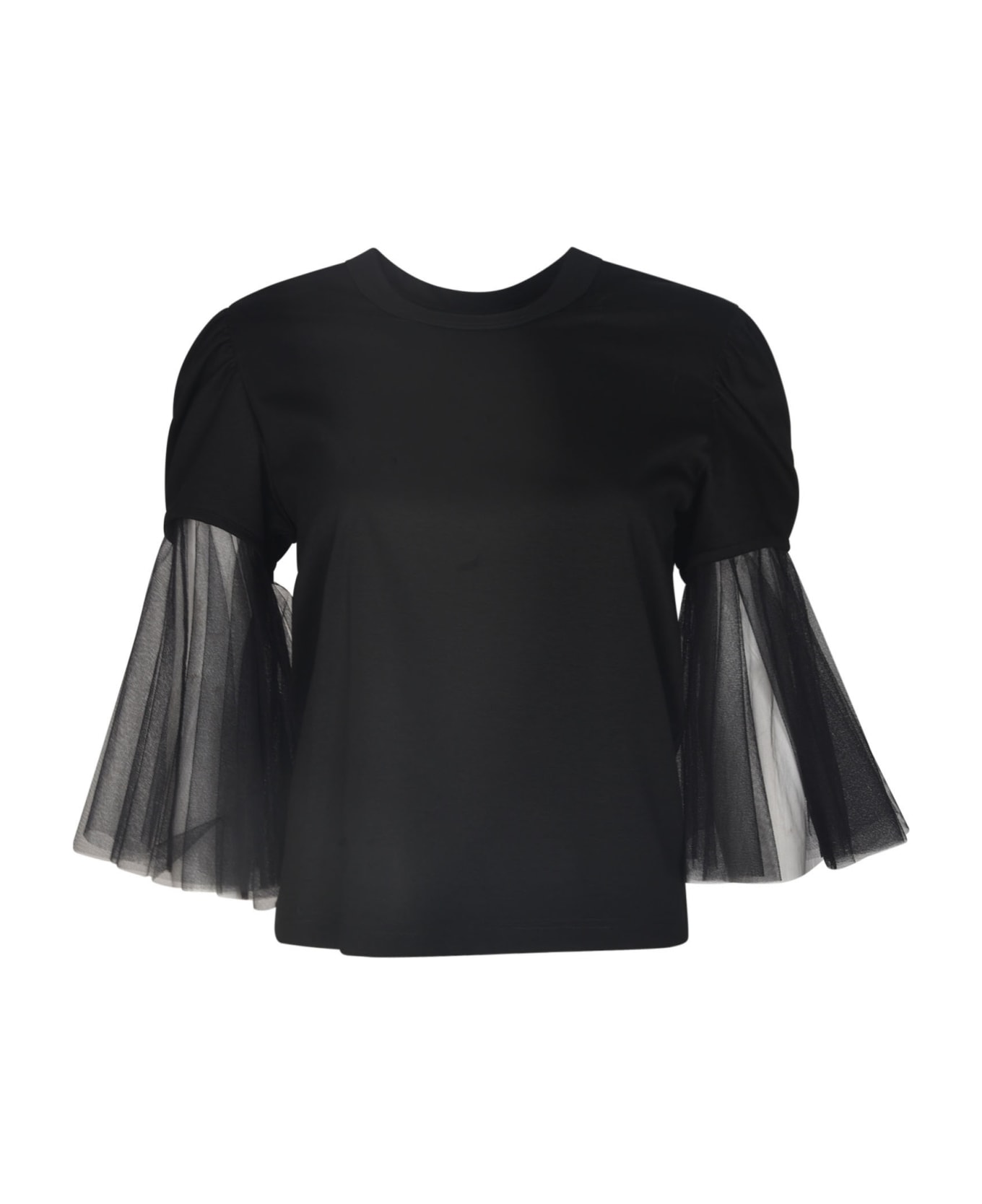 Comme des Garçons Noir Kei Ninomiya Lace Sleeved Round Neck T-shirt - Black