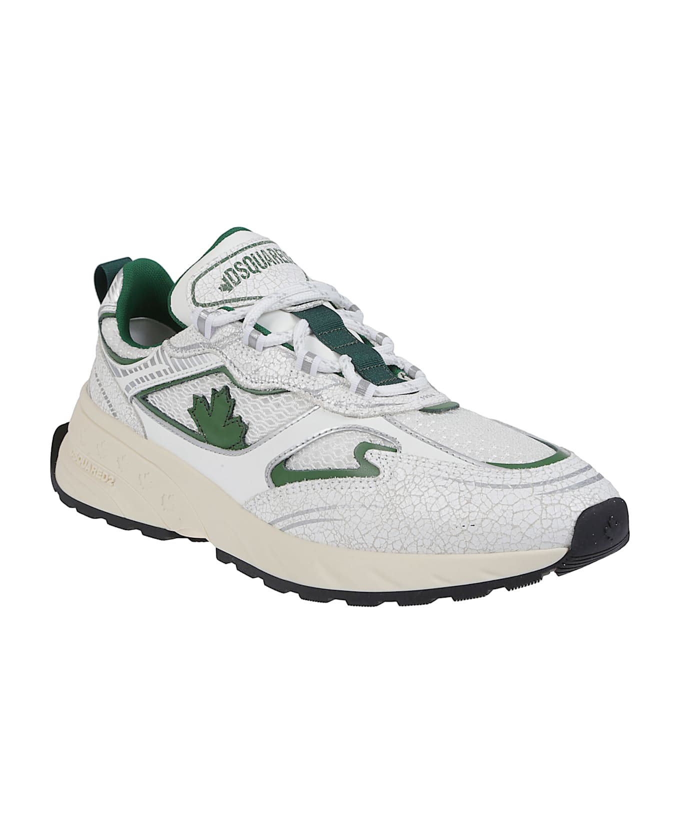 Dsquared2 Sprinter Lace-up Low Top Sneakers - Off White/smeraldo