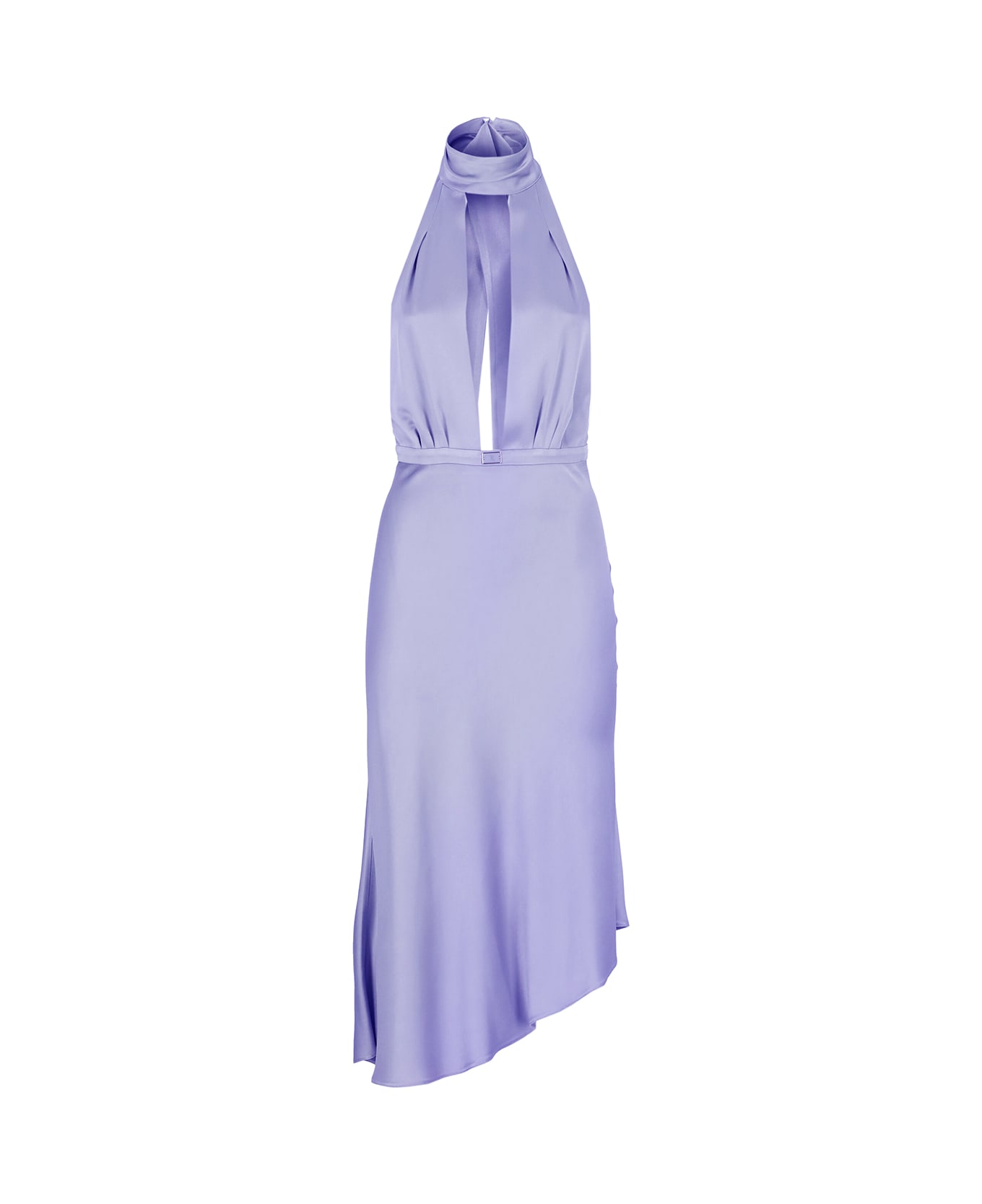 Elisabetta Franchi Satin Dress With Asymmetric Skirt - Purple