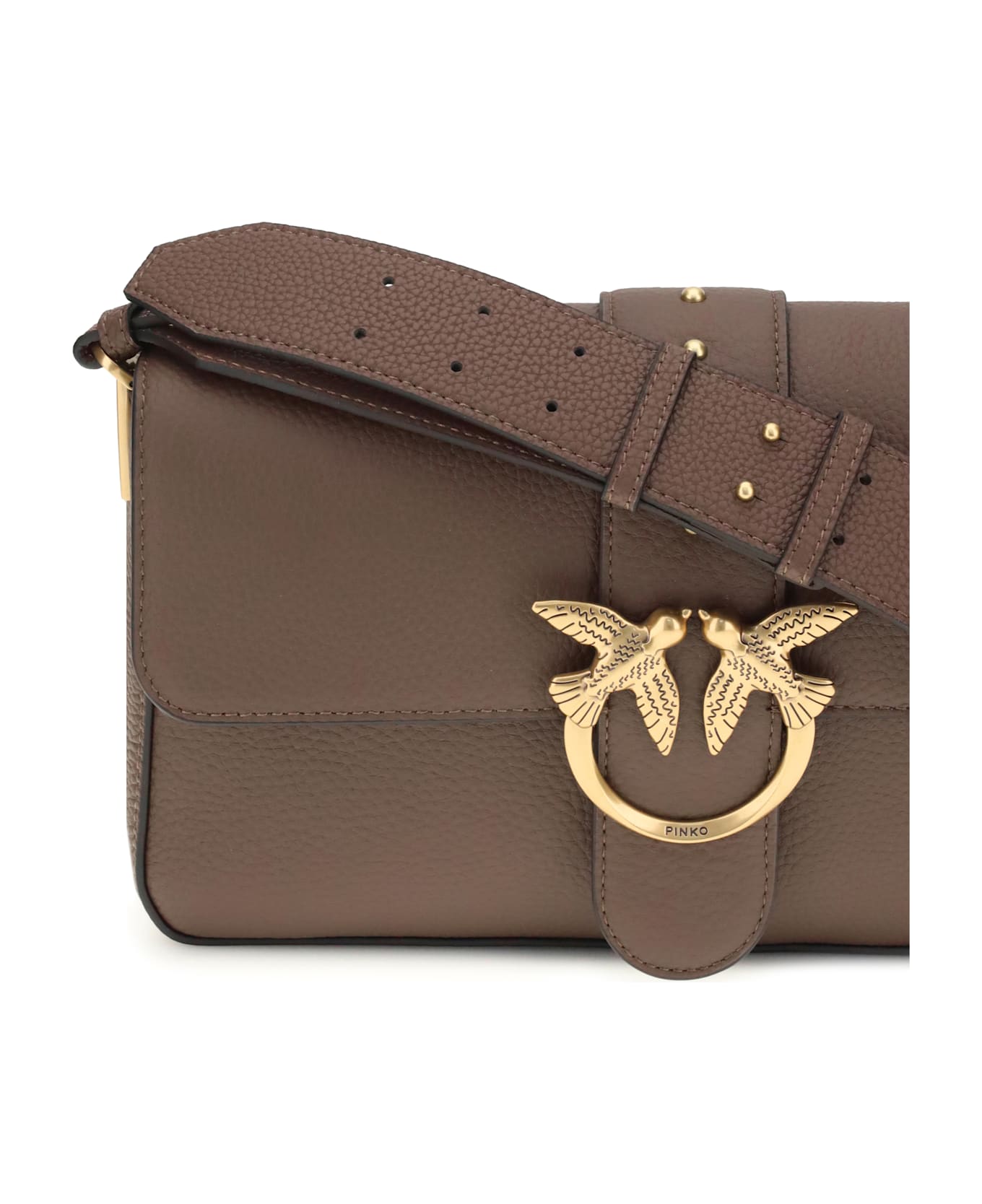 Pinko Love Leather Shoulder Bag - BROWN