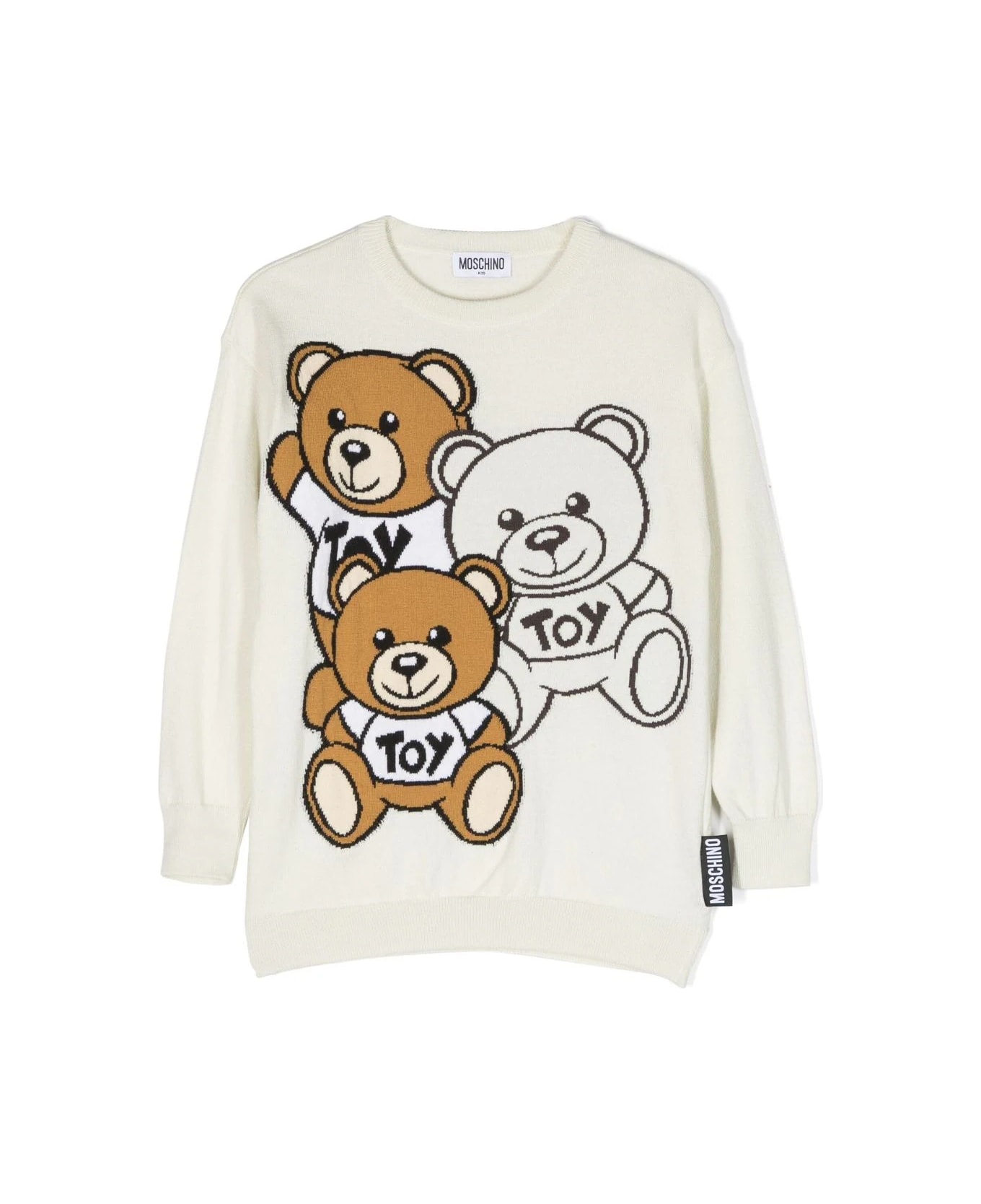 Moschino White Teddy Friends Sweater - Cloud
