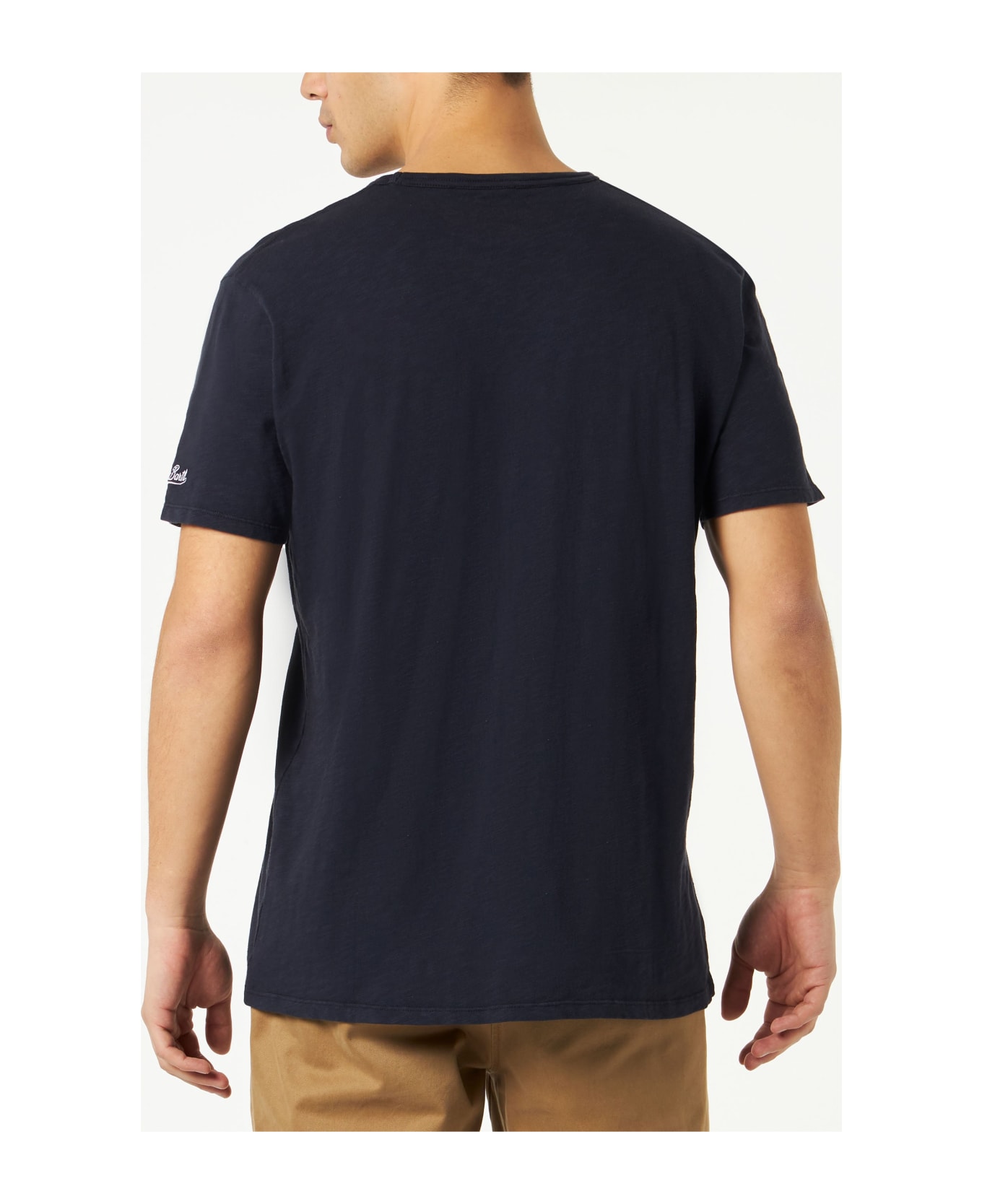 MC2 Saint Barth Man Blue Navy T-shirt With Front Pocket - BLUE