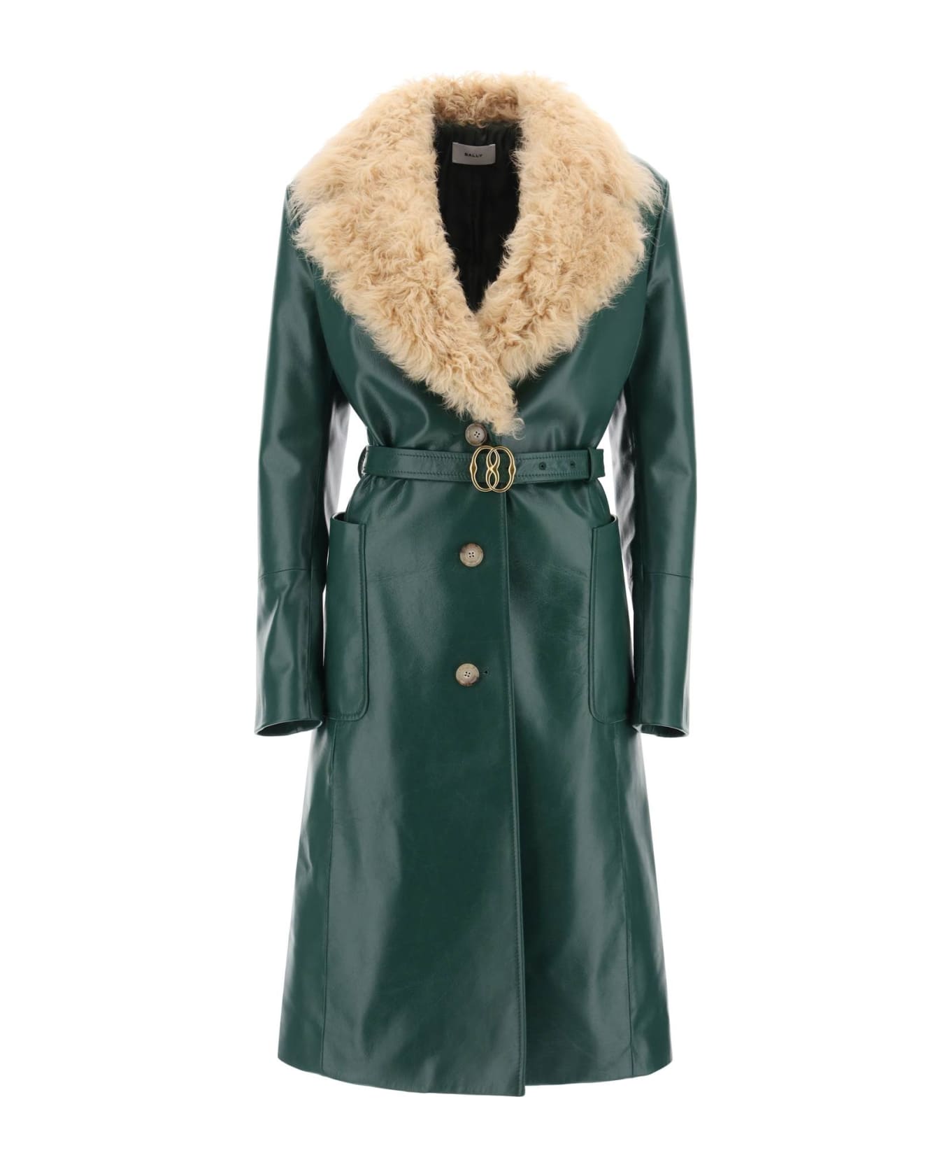 Bally Leather And Shearling Coat - KELLY GREEN 23 (Green)