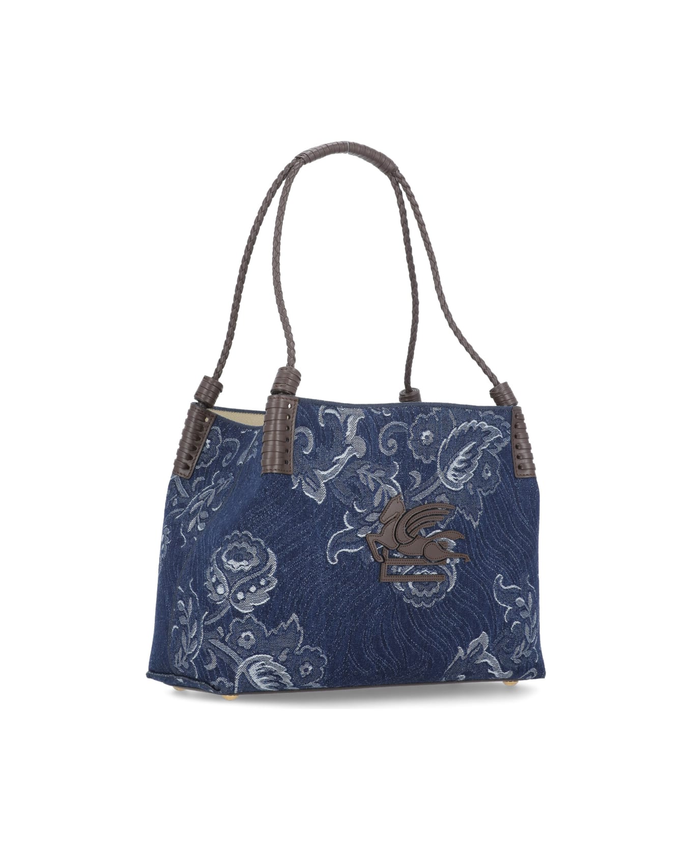 Etro Libra Media Denim Jacquard Bag - Blue