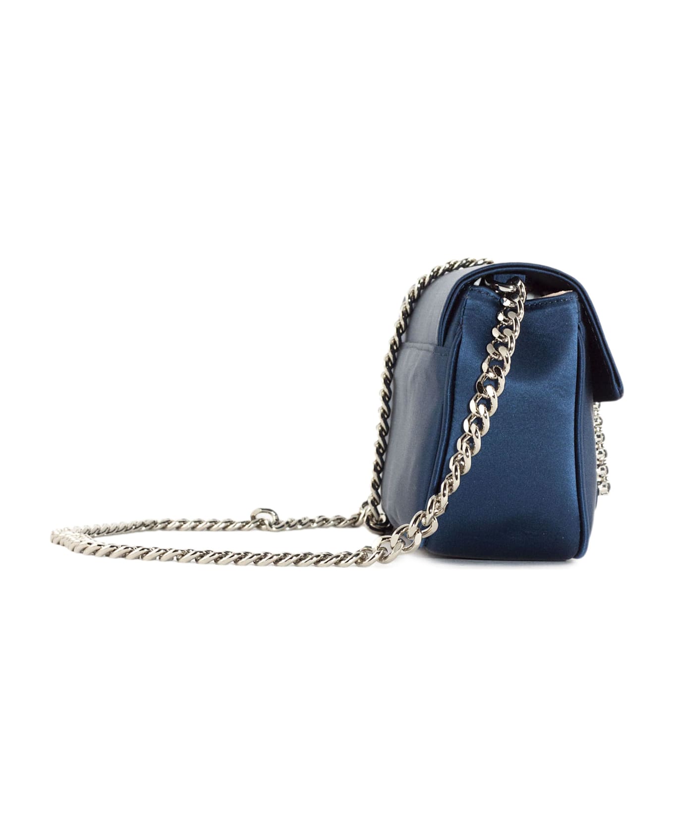 Roberto Festa Blue Navy Satin Lunette Shoulder Bag - Blue