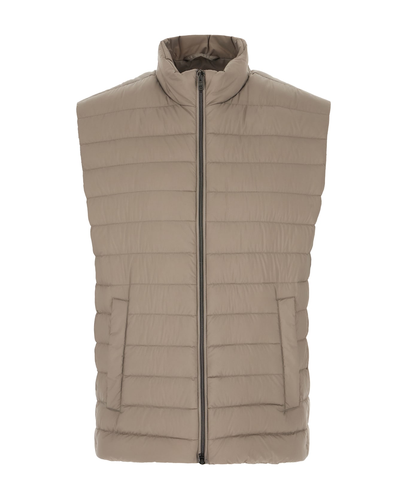 Herno Dove Grey Nylon Sleeveless Down Jacket - Tortora