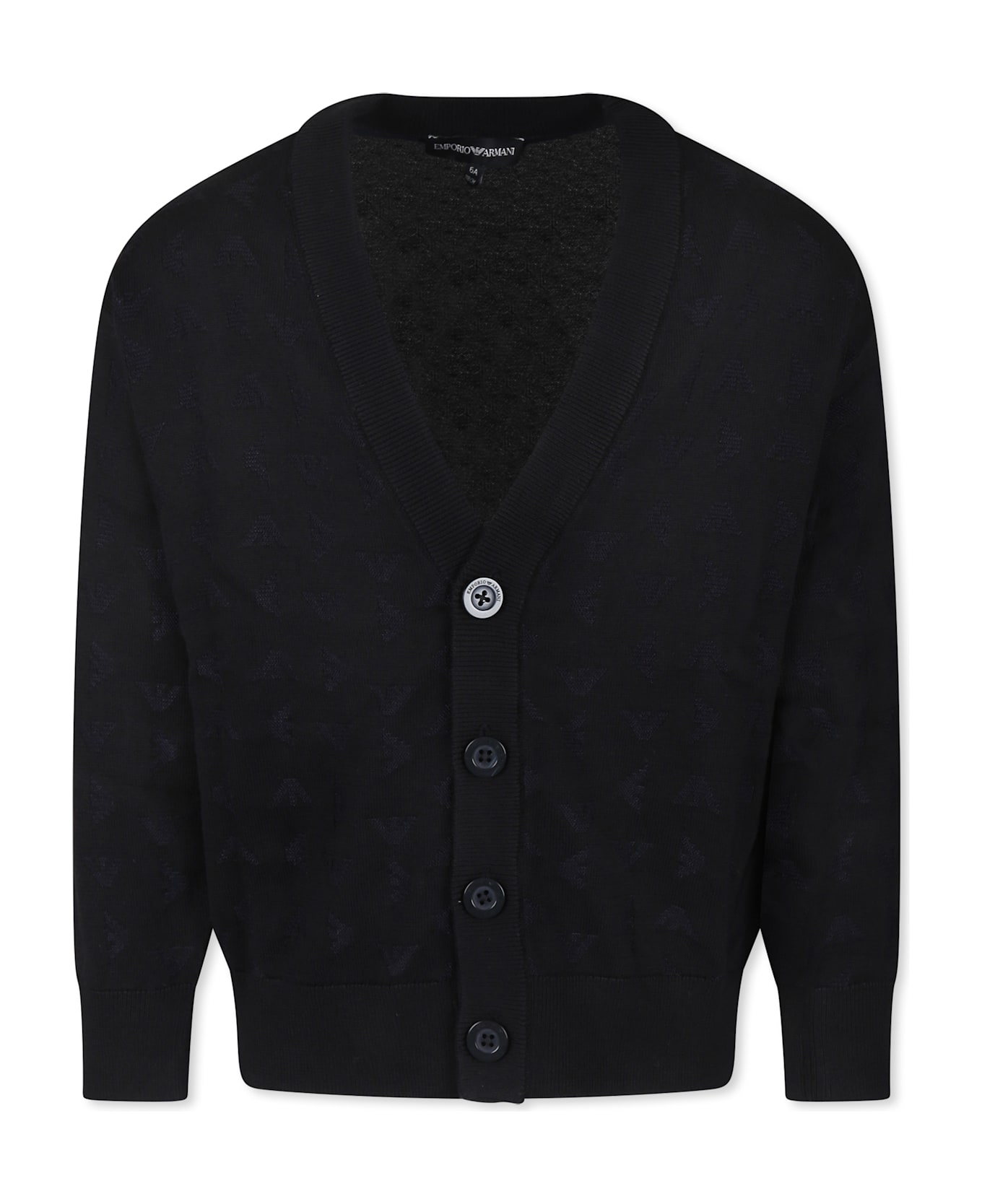 Emporio Armani Blue Cardigan For Boy With Eagle - Blue