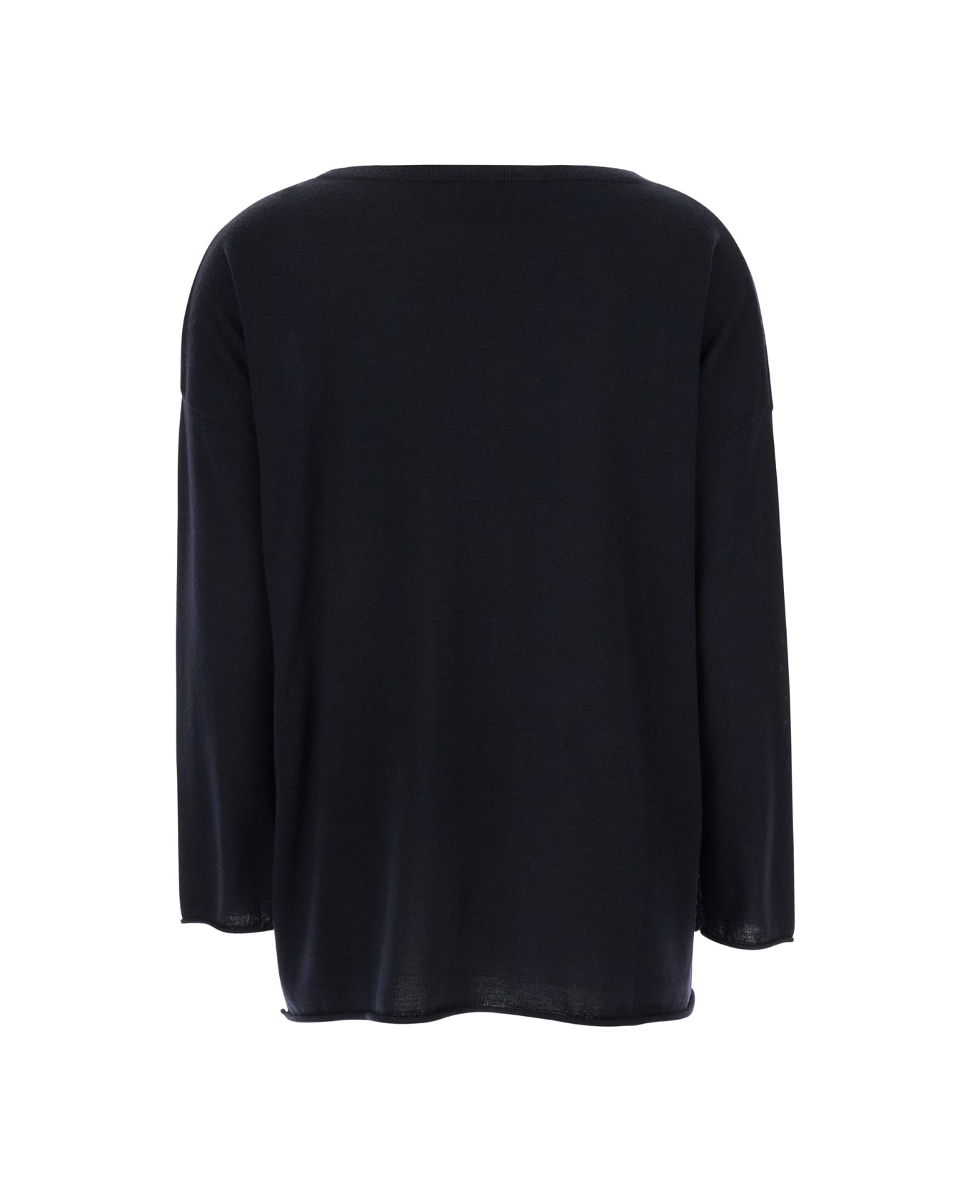 Allude Blue Pullover With Boart Neckline In Wool Woman - Blu