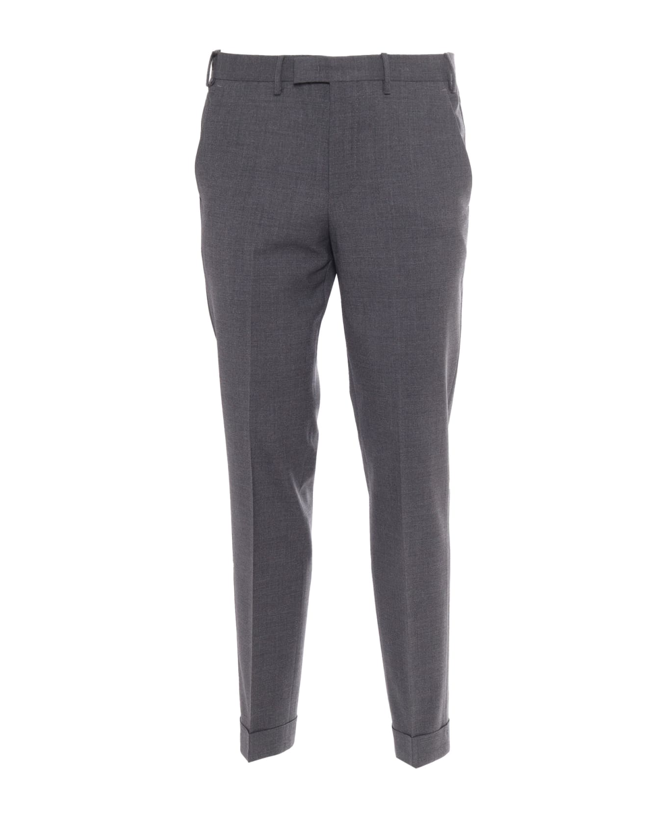 PT Torino Master, Flat Front, Diagonal Pockets, Flap Back Pockets, Turn-up - GREY