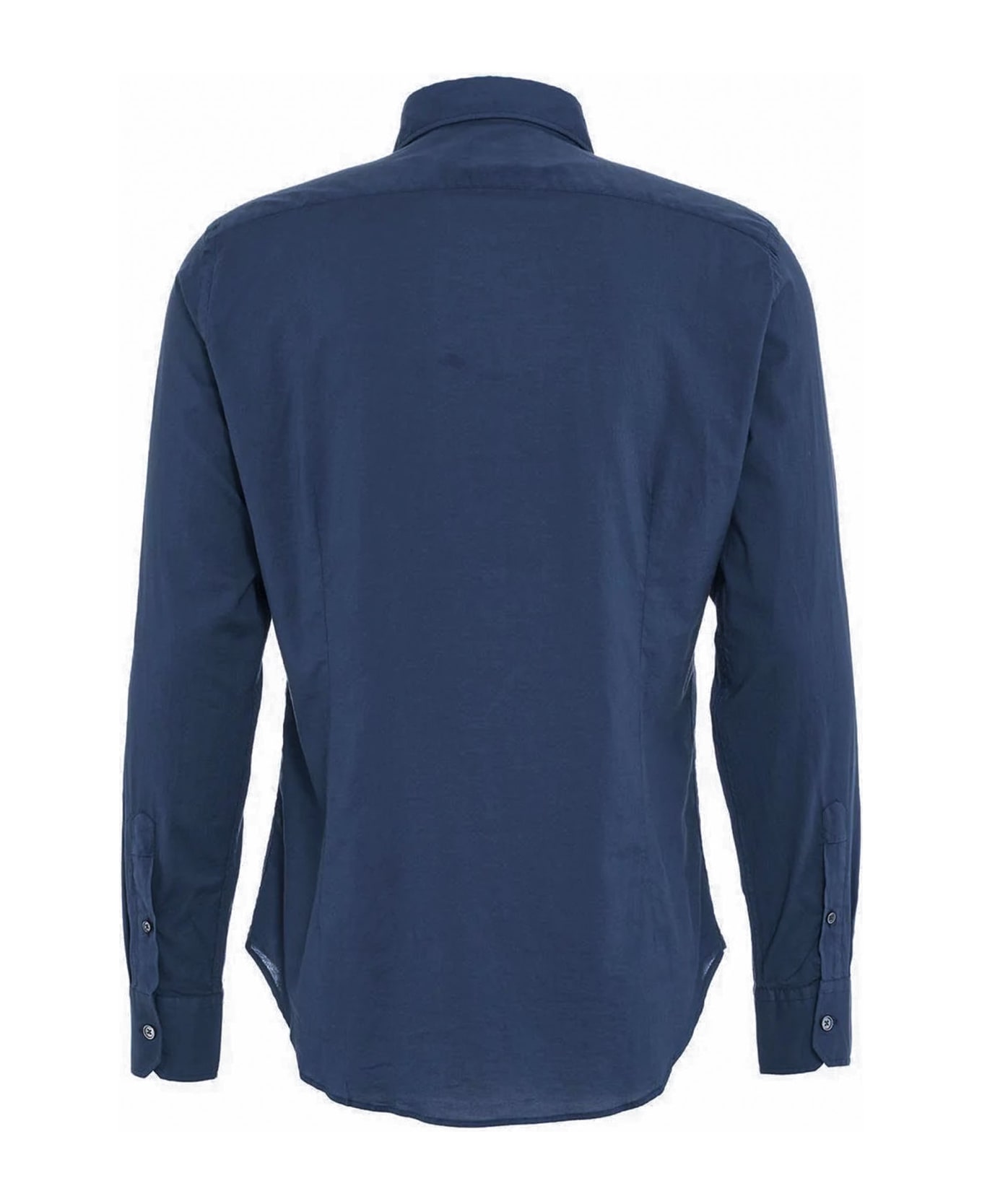 Fedeli Navy Blue Cotton Shirt Shirt - BLU