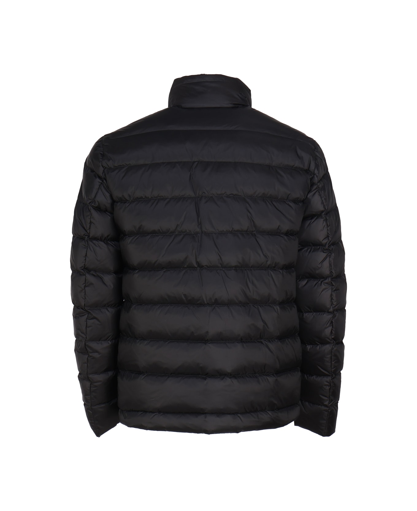 Blauer Nylon Down Jacket With Striped Stitching - Black