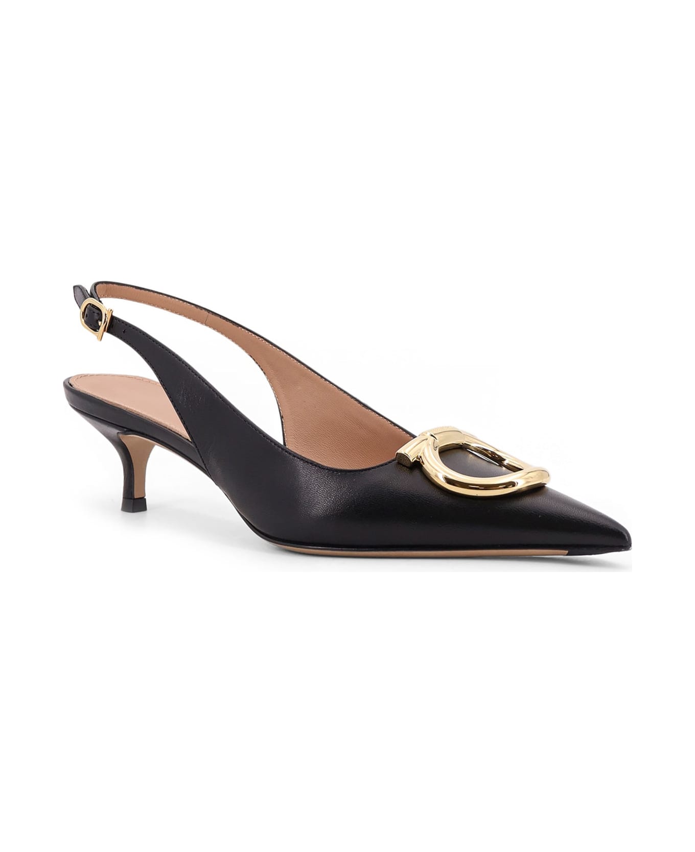 Ferragamo Sara Leather Décolleté With Gancini Detail - Black