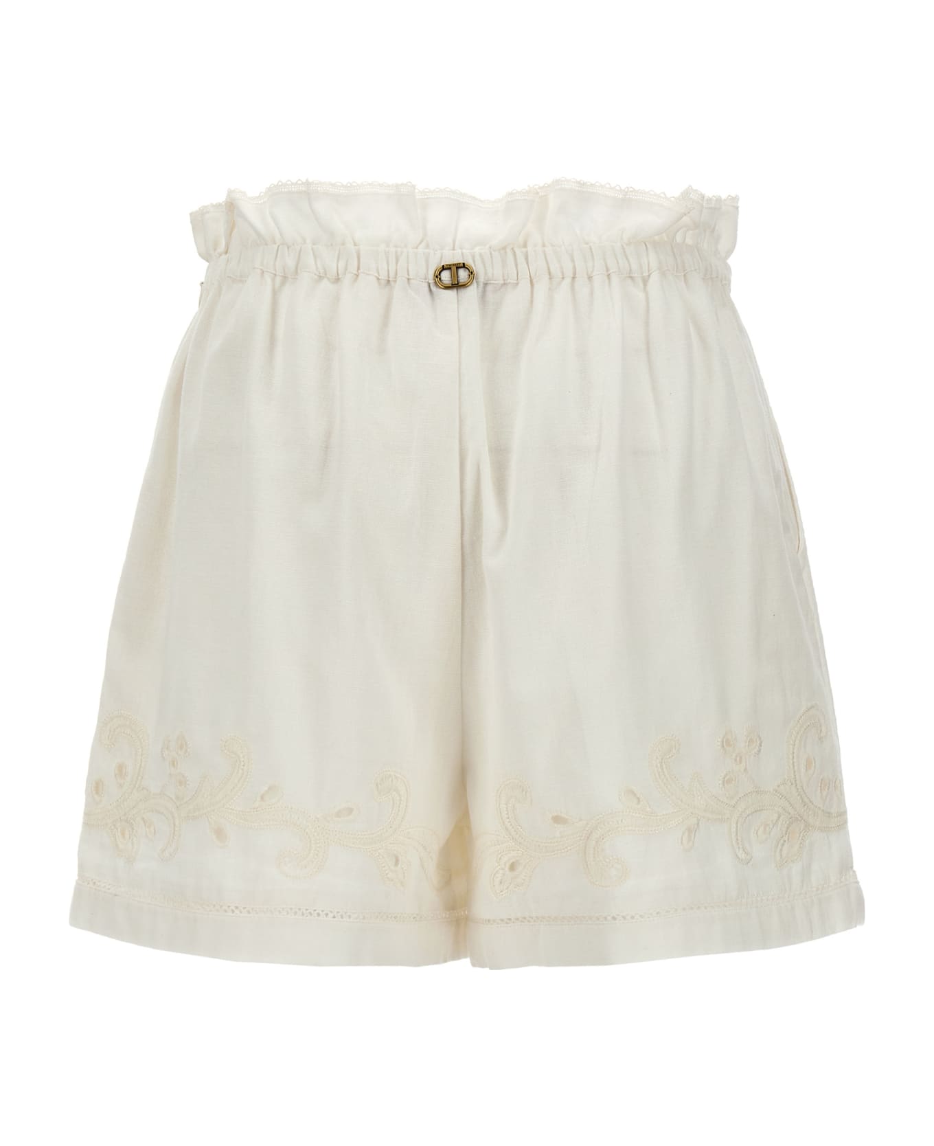 TwinSet Embroidered Shorts - White ショートパンツ