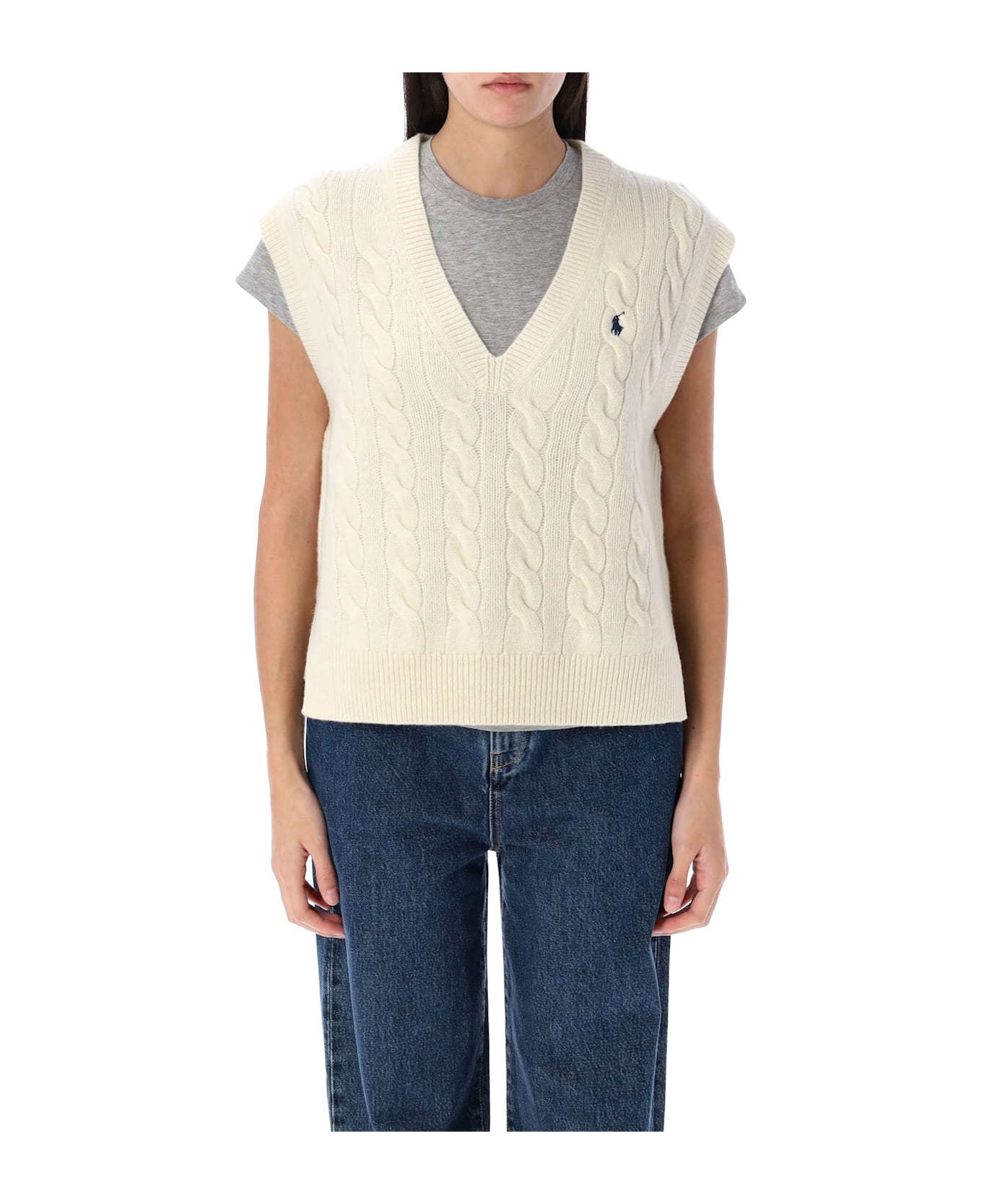 Ralph Lauren Cable Knit Sleeveless Jumper - AUTHENTIC CREAM