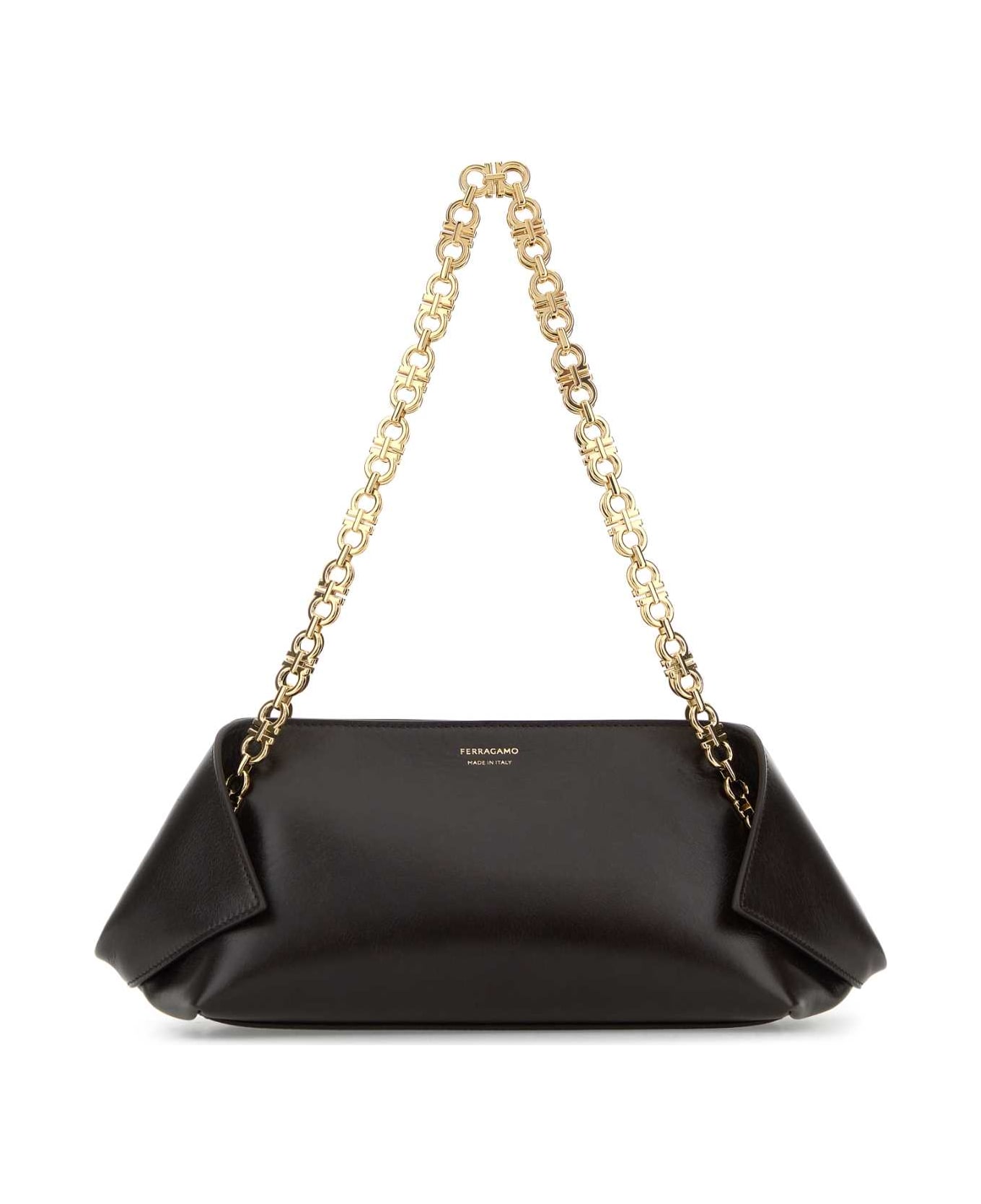 Ferragamo Dark Brown Leather Shoulder Bag - TMORO