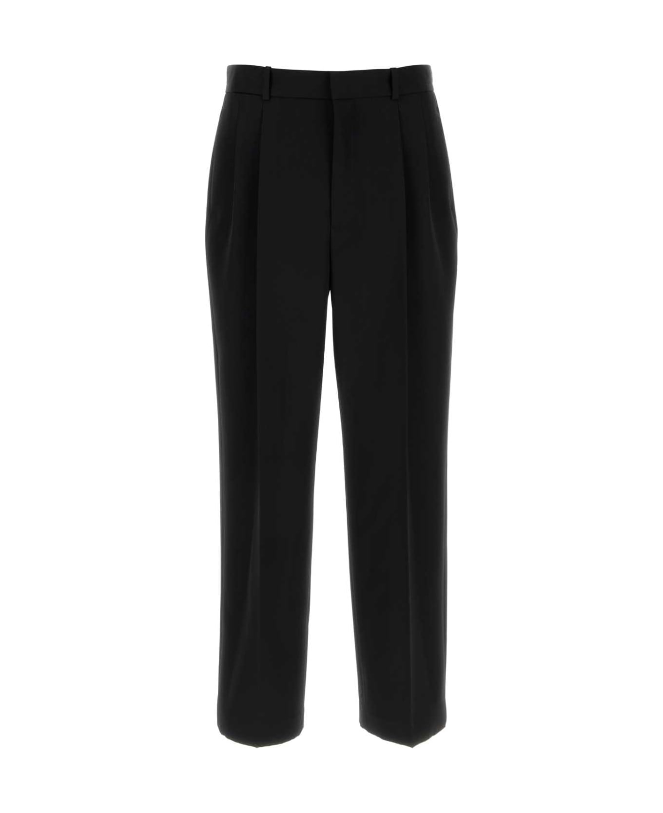 The Row Black Wool Zev Pant - Black