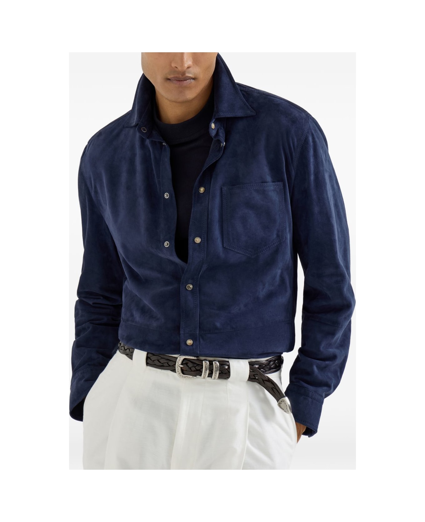 Brunello Cucinelli Leather Shirt - Blue