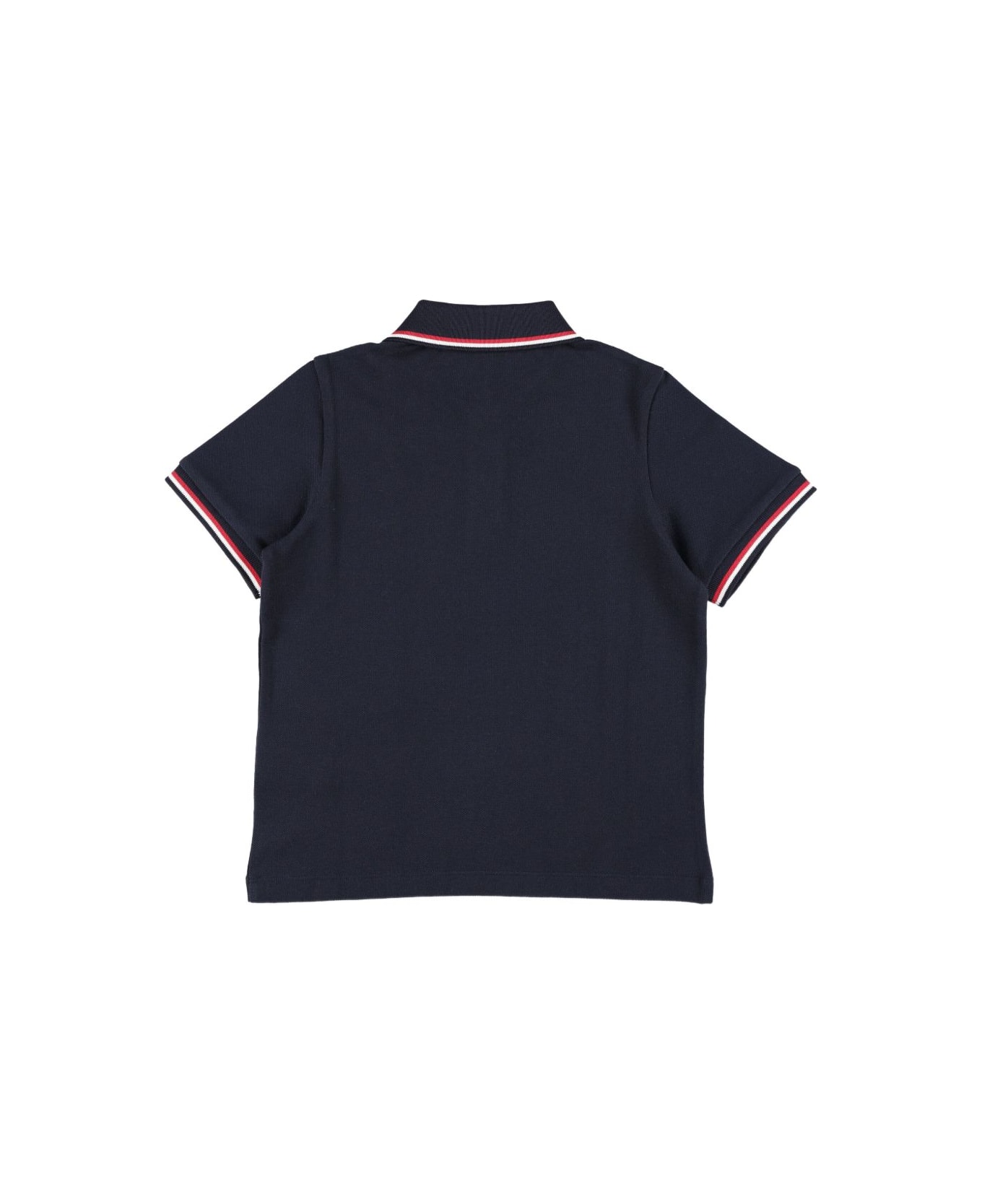 Moncler Enfant Polo With Logo Appliqué - Blue