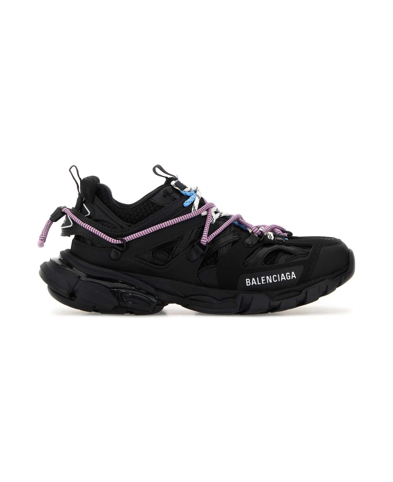 Balenciaga Black Mesh And Rubber Track Trail Laces Sneakers - BLK/PINK/BLUE/BEIGE