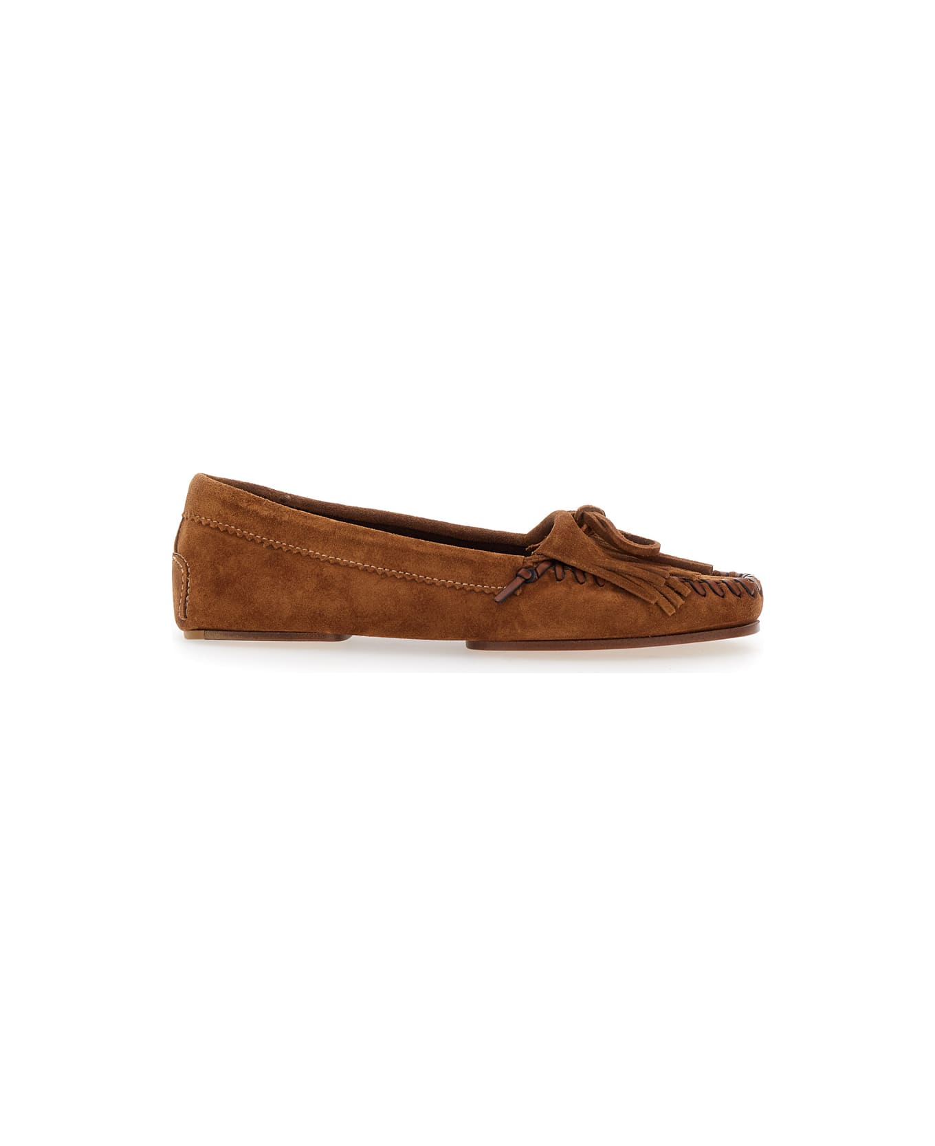 Paris Texas 
indiana
 Brown Loafers With Fringes In Suede Woman - Brown フラットシューズ