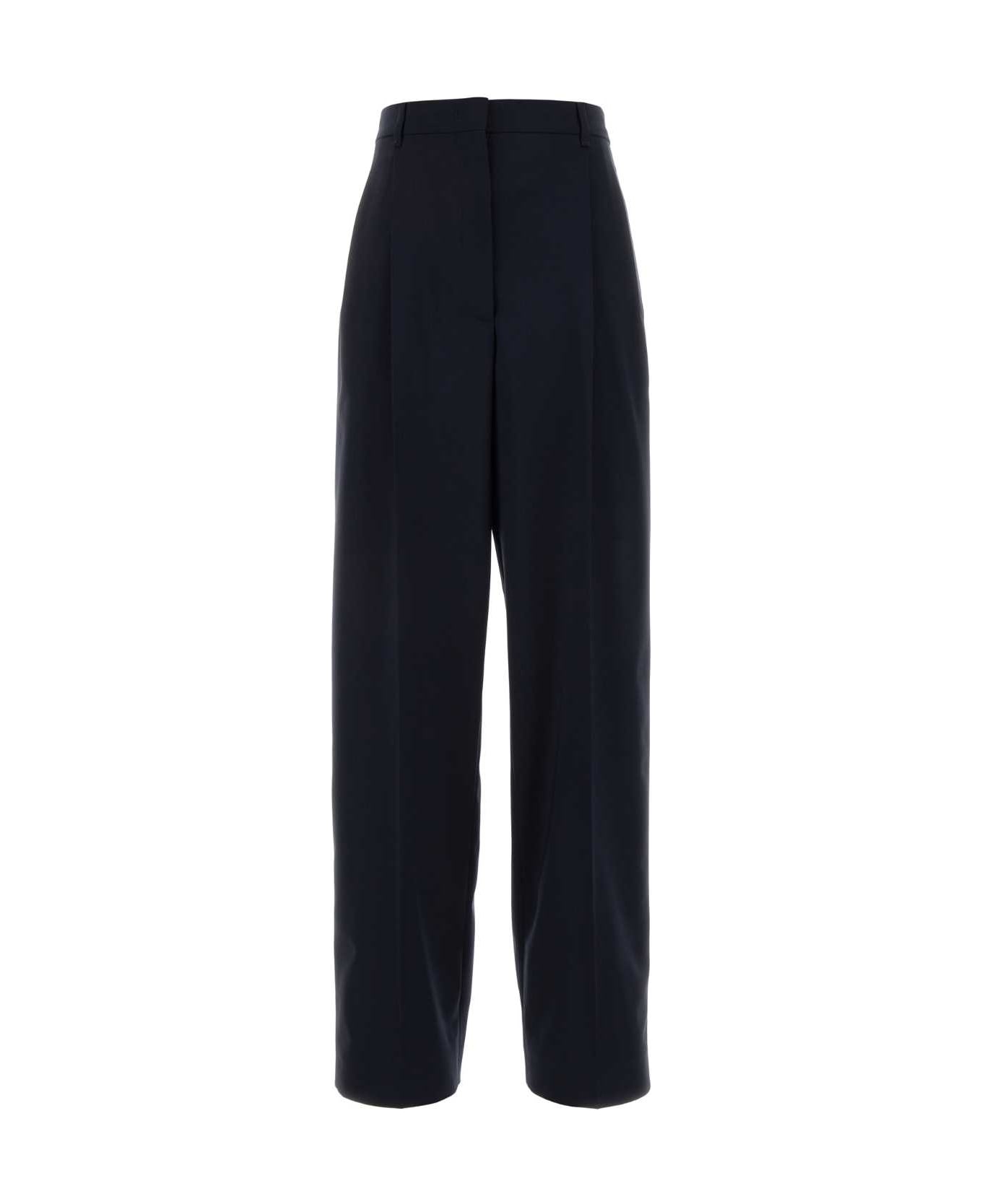 Miu Miu Dark Blue Stretch Wool Wide-leg Pant - BLEU