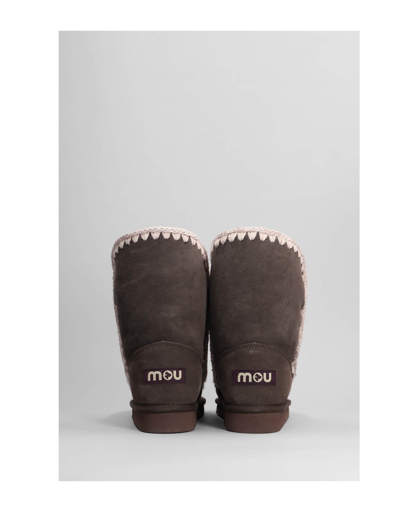 Mou Eskimo 24 Low Heels Ankle Boots In Brown Suede - brown