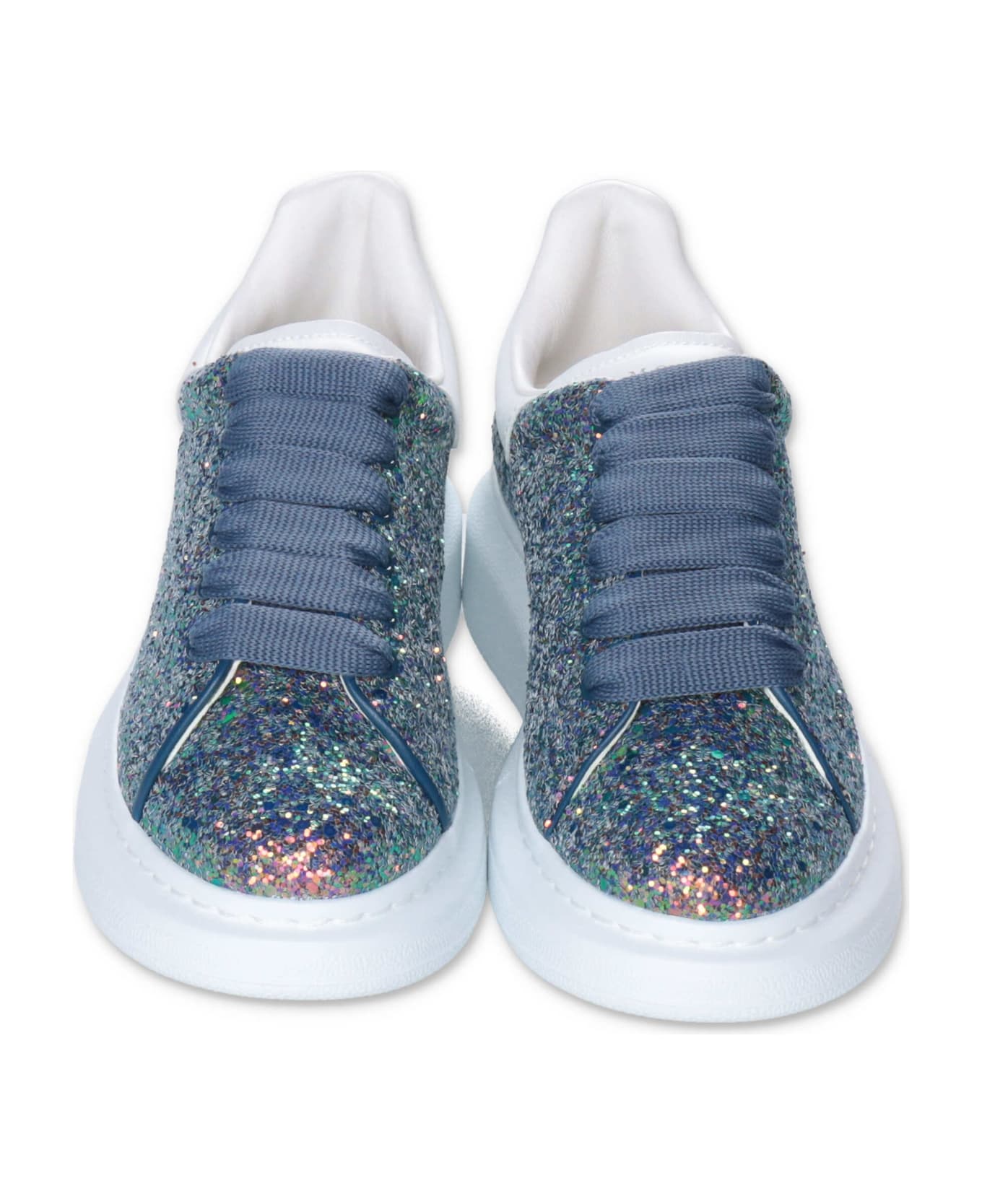 Alexander McQueen Sneakers Blu Glitterate In Pelle - Blu