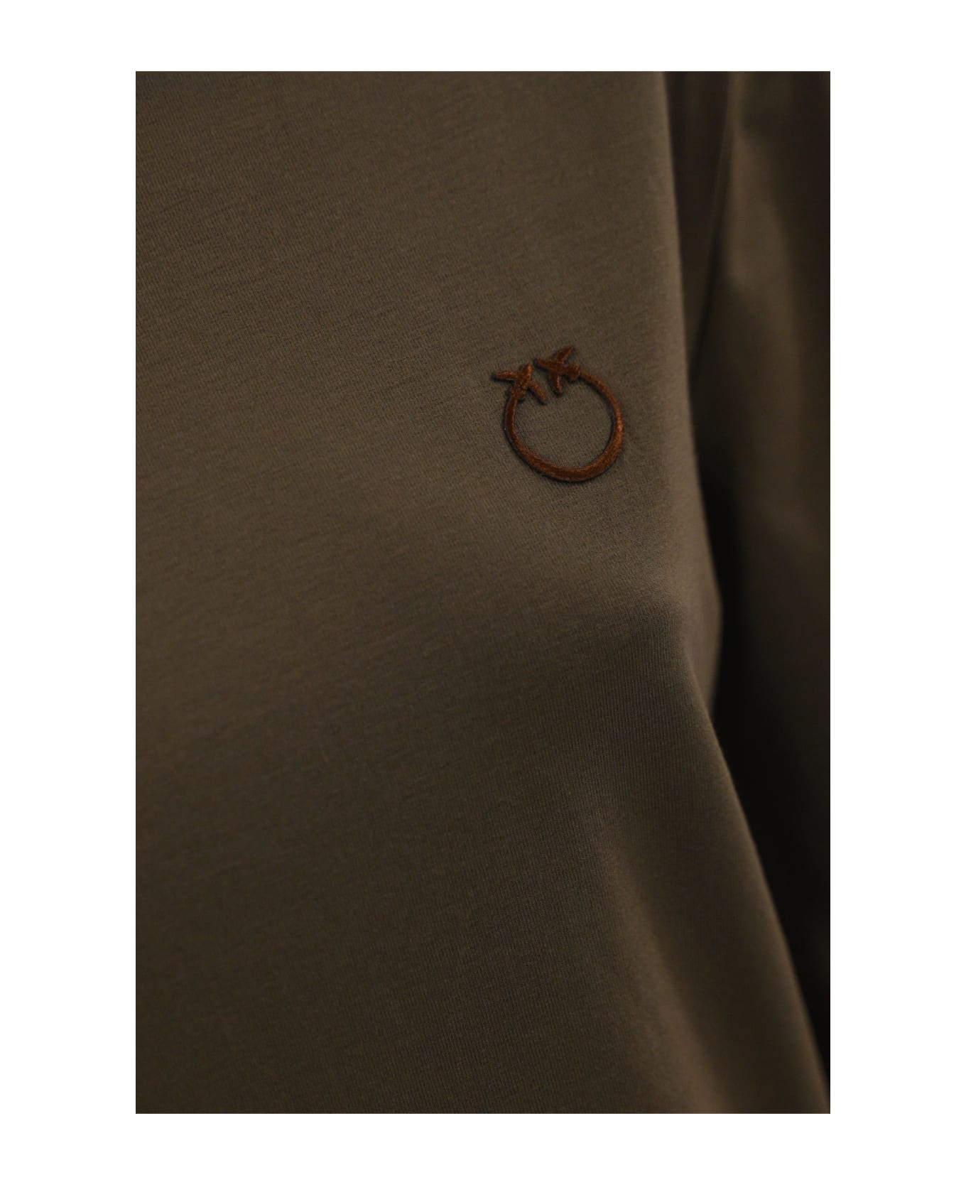 Pinko Macchina Sweater In Viscose With Logo Embroidery - TERRA SCURO
