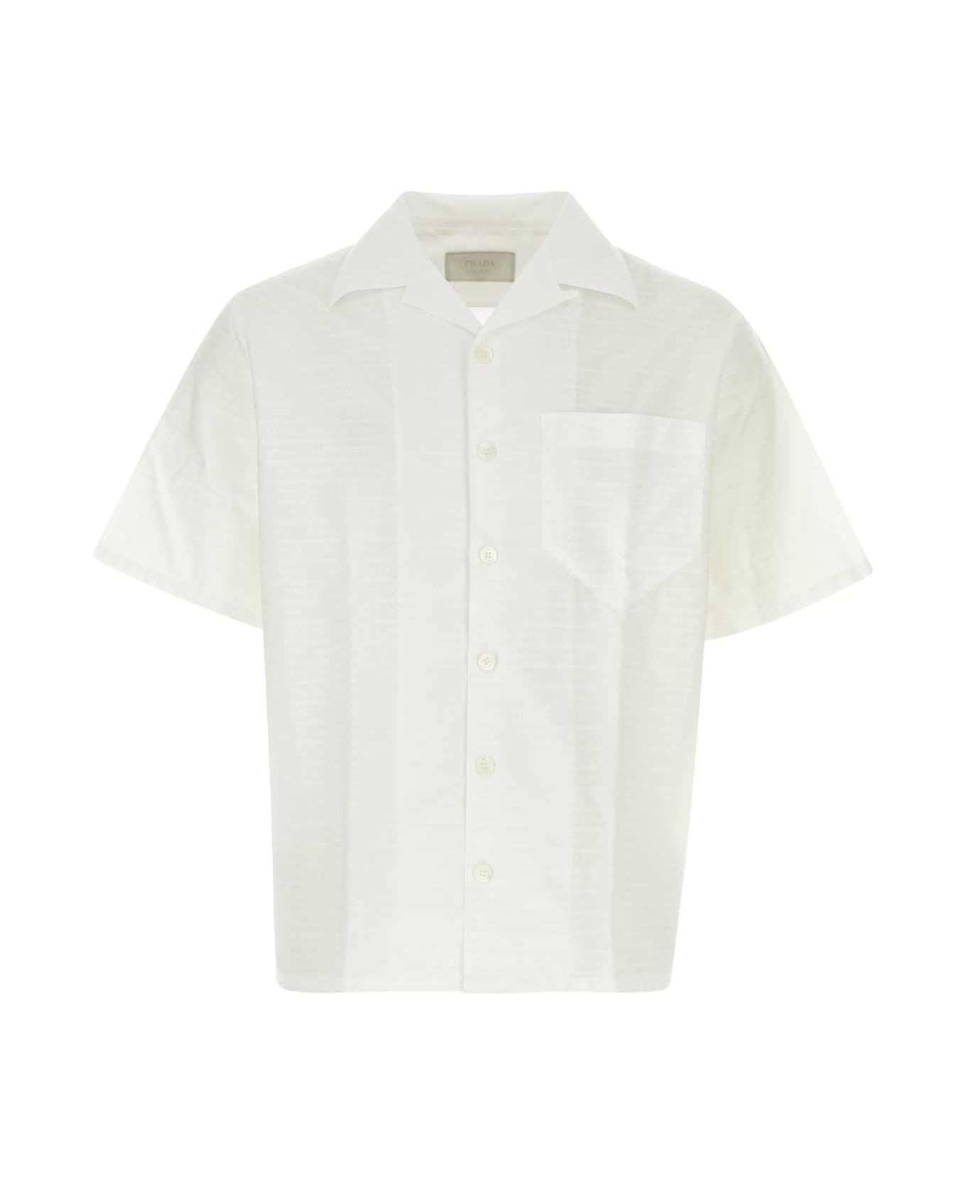 Prada Embroidered Poplin Shirt - BIANCO