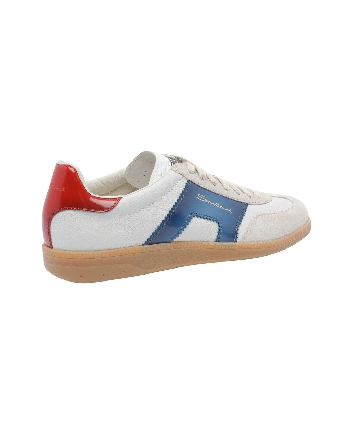 Santoni Colourblock Panelled Lace-up Sneakers Santoni - WHITE