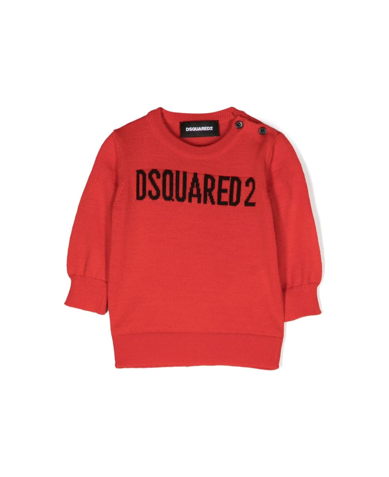 Dsquared2 Intarsia Sweater - Red ニットウェア＆スウェットシャツ