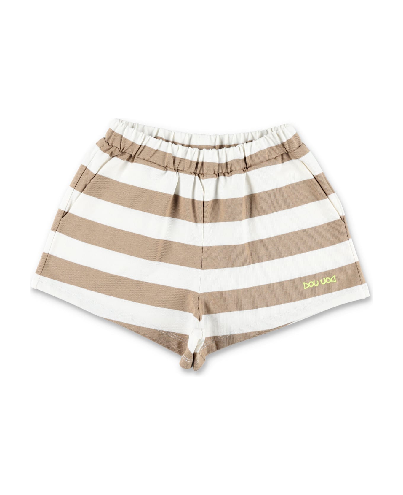 Douuod Kid - Striped Sweatshorts - WHITE BROWN STRIPES