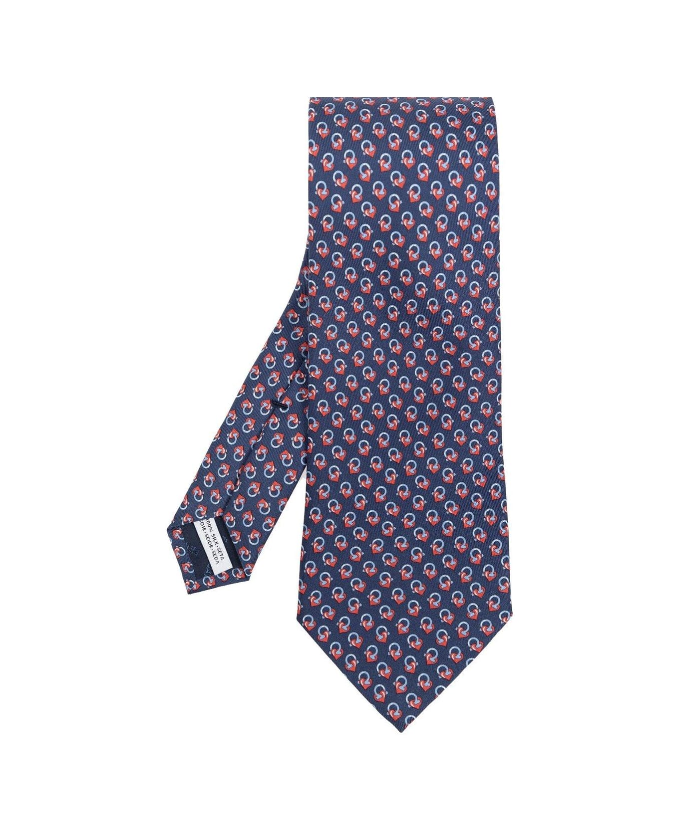 Ferragamo Motif Printed Tie - blue